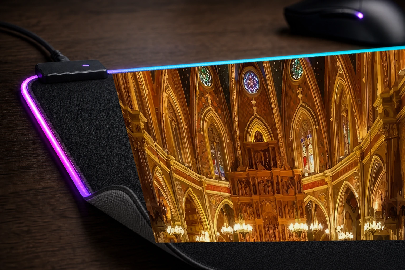 Religius religion RGB Desk Mat controller and material detail