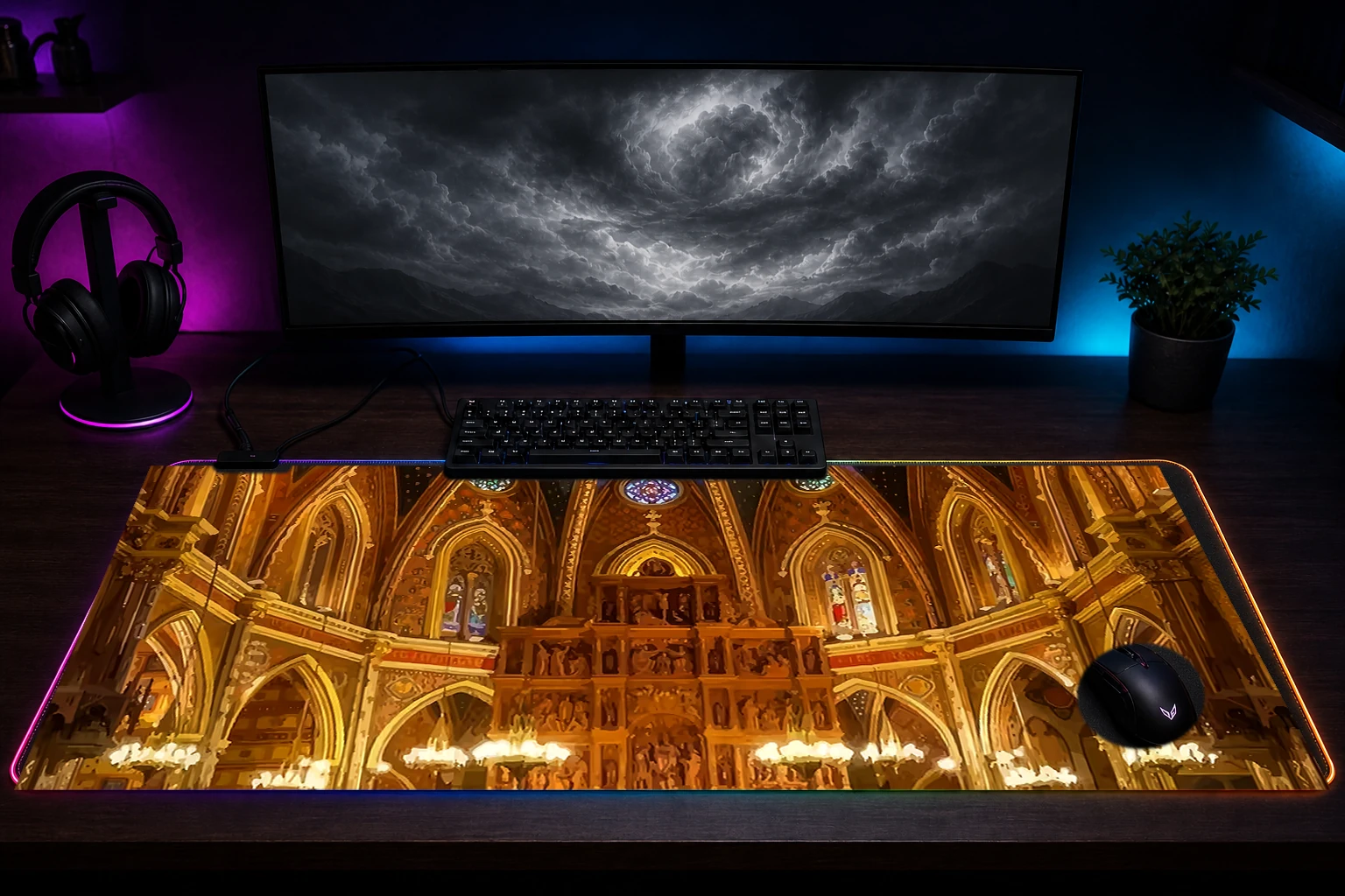 Religius religion RGB Desk Mat immersive setup scene