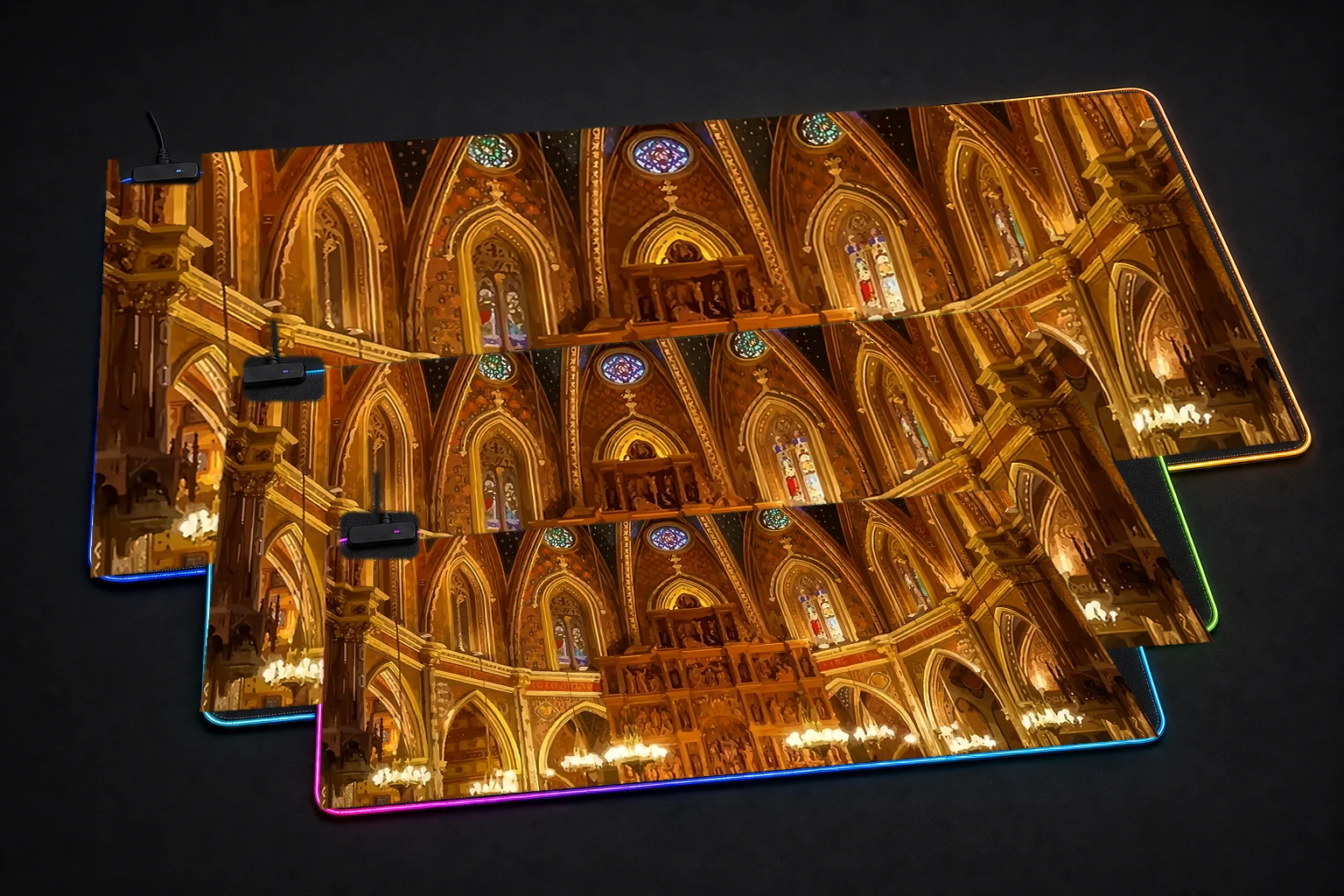 Religius religion RGB Desk Mat three-size comparison
