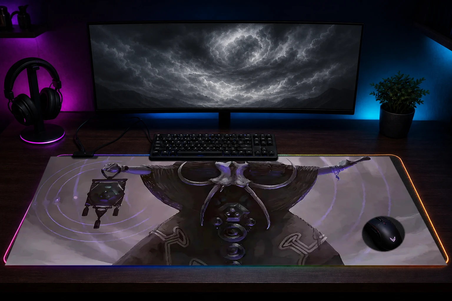 Acolyte Of The Altar RGB Desk Mat immersive setup scene