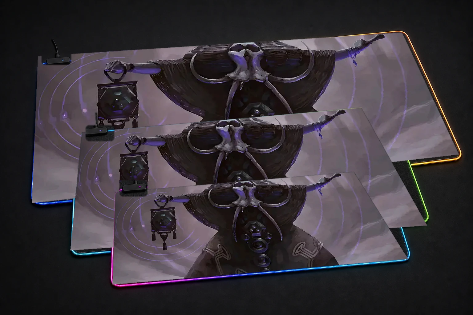 Acolyte Of The Altar RGB Desk Mat three-size comparison