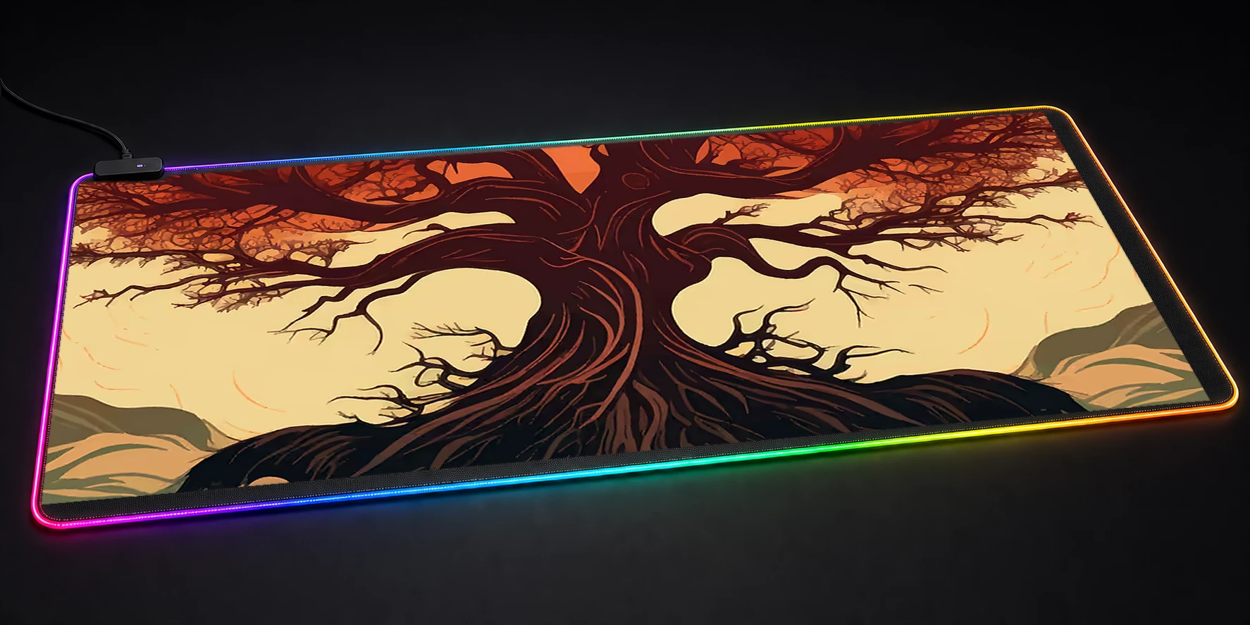 Tree in the evening RGB Desk Mat RGB desk mat