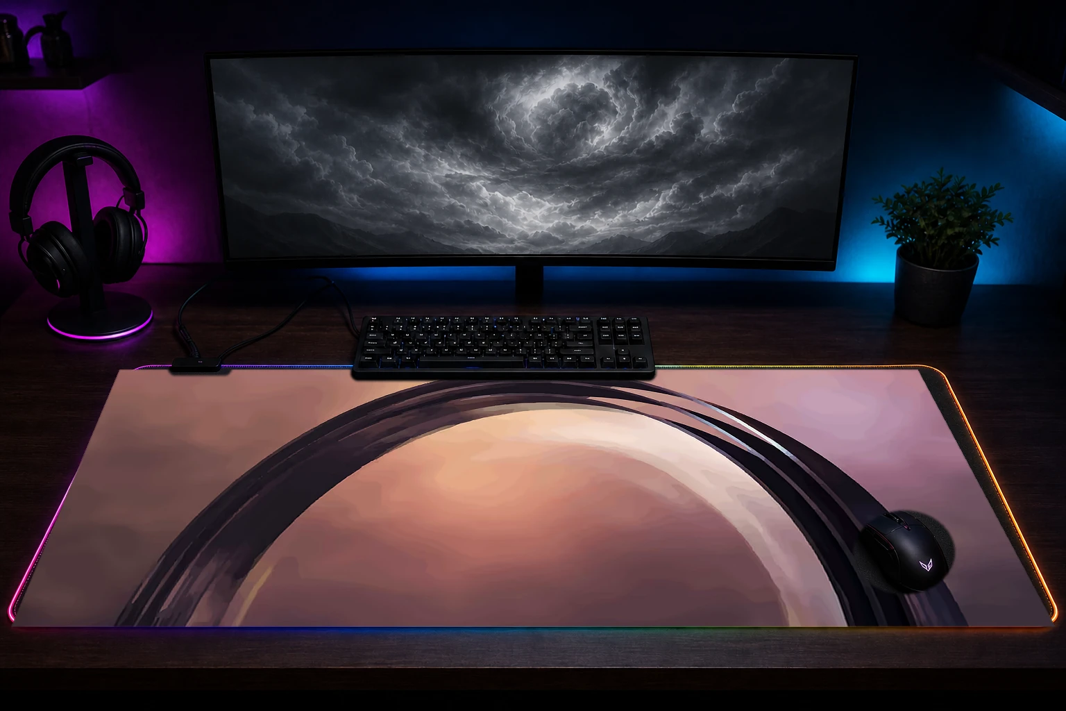 starfield game RGB Desk Mat immersive setup scene