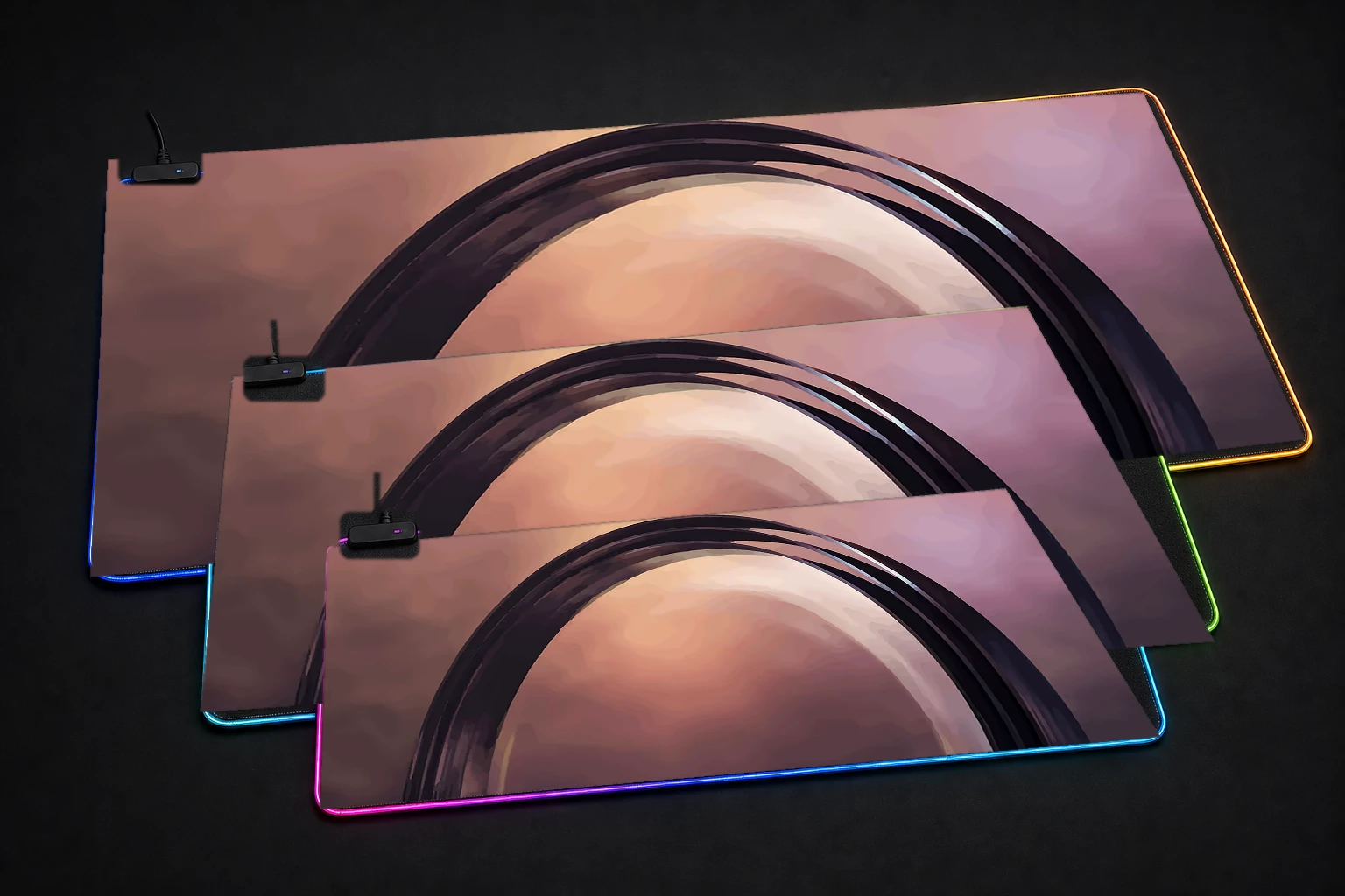 starfield game RGB Desk Mat three-size comparison