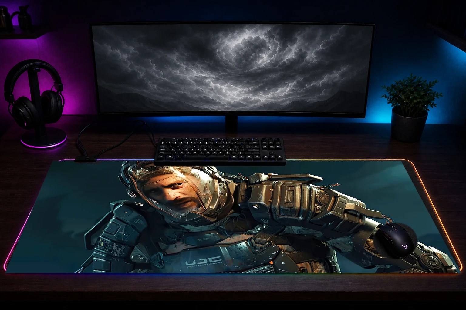 The Callisto Protocol Game RGB Desk Mat immersive setup scene