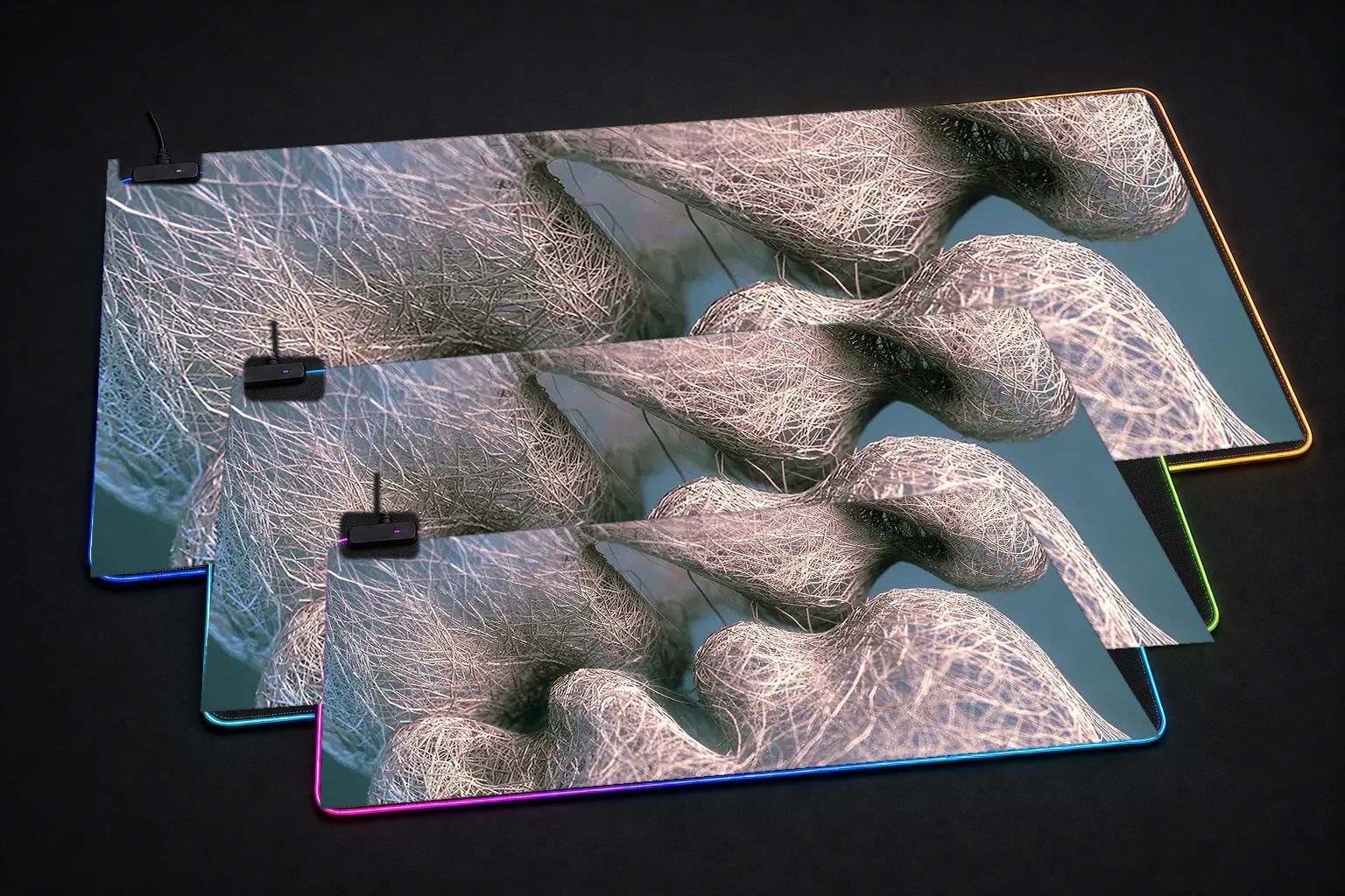 deep love RGB Desk Mat three-size comparison