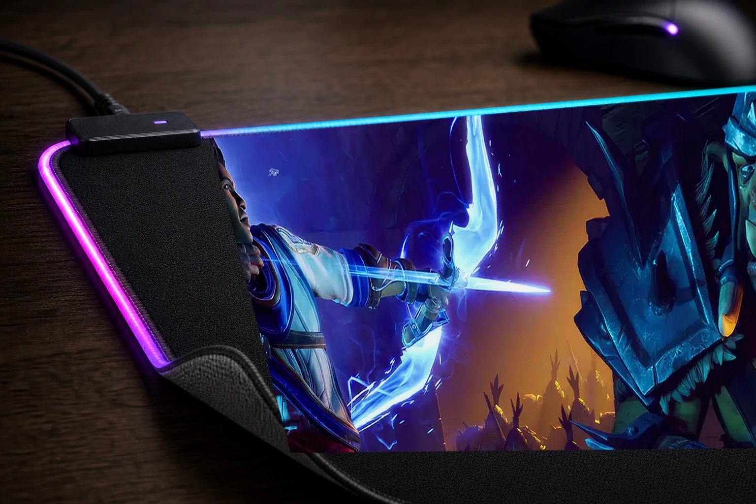 Orcs Must Die 3 RGB Desk Mat controller and material detail