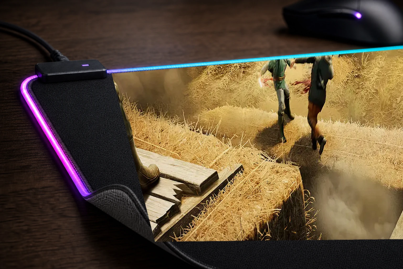 Vigor RGB Desk Mat controller and material detail