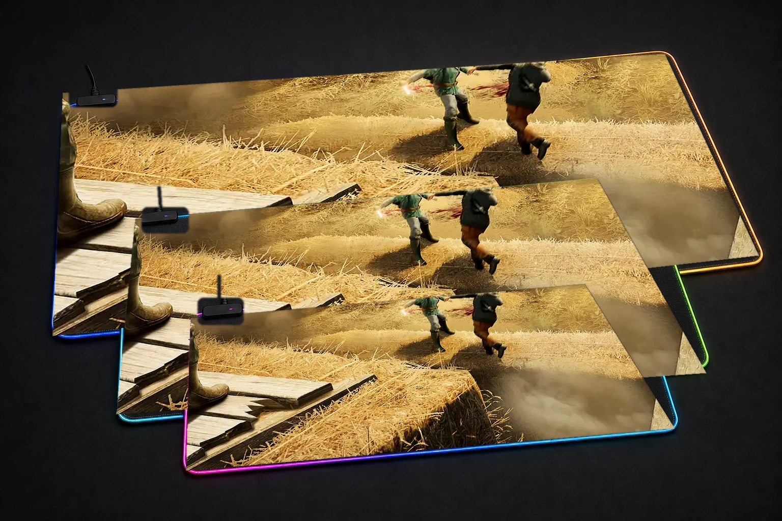 Vigor RGB Desk Mat three-size comparison