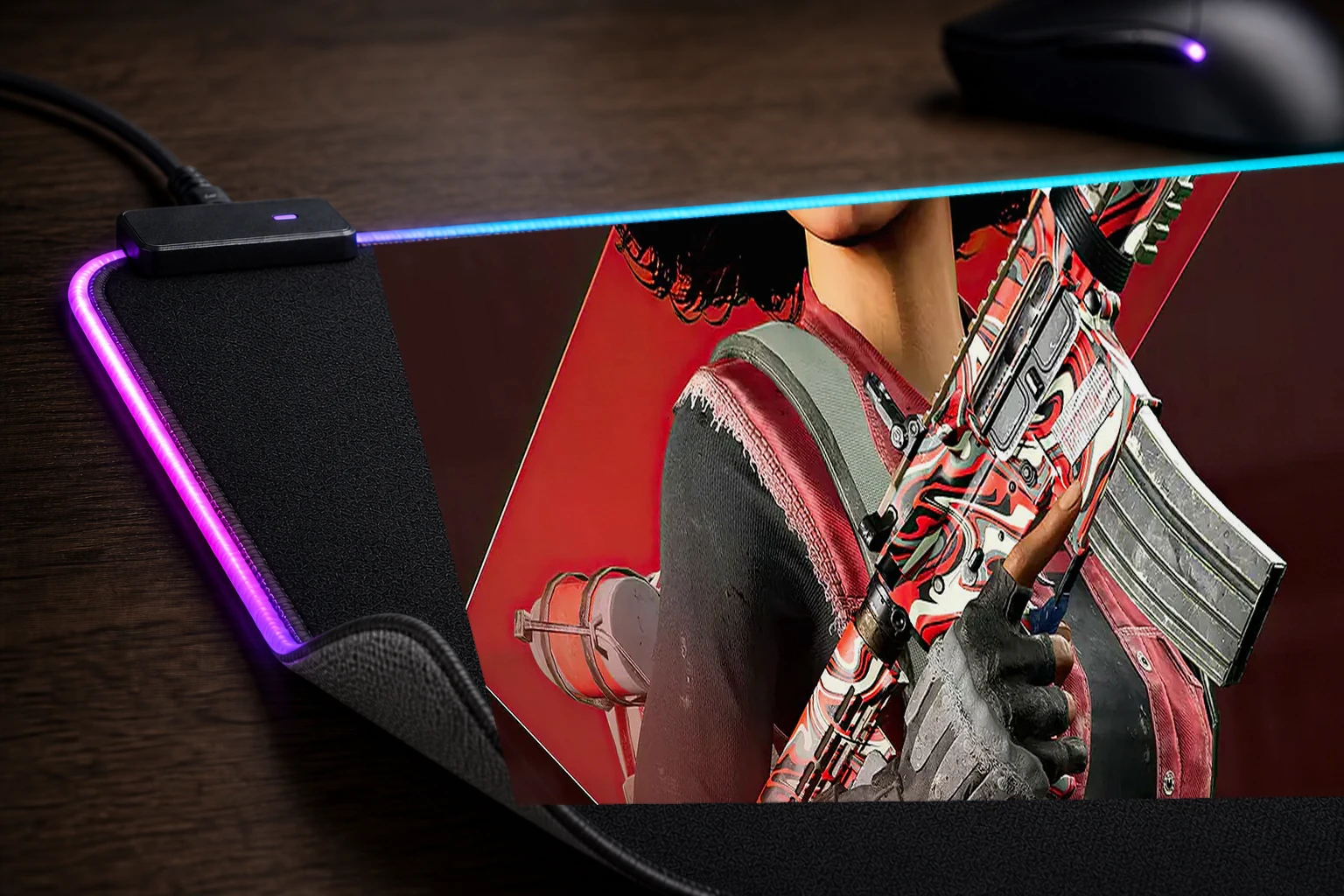 xdefiant game RGB Desk Mat controller and material detail