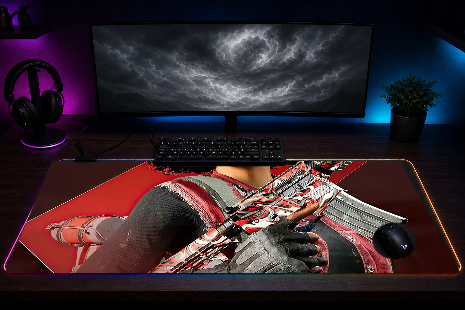 xdefiant game RGB Desk Mat immersive setup scene