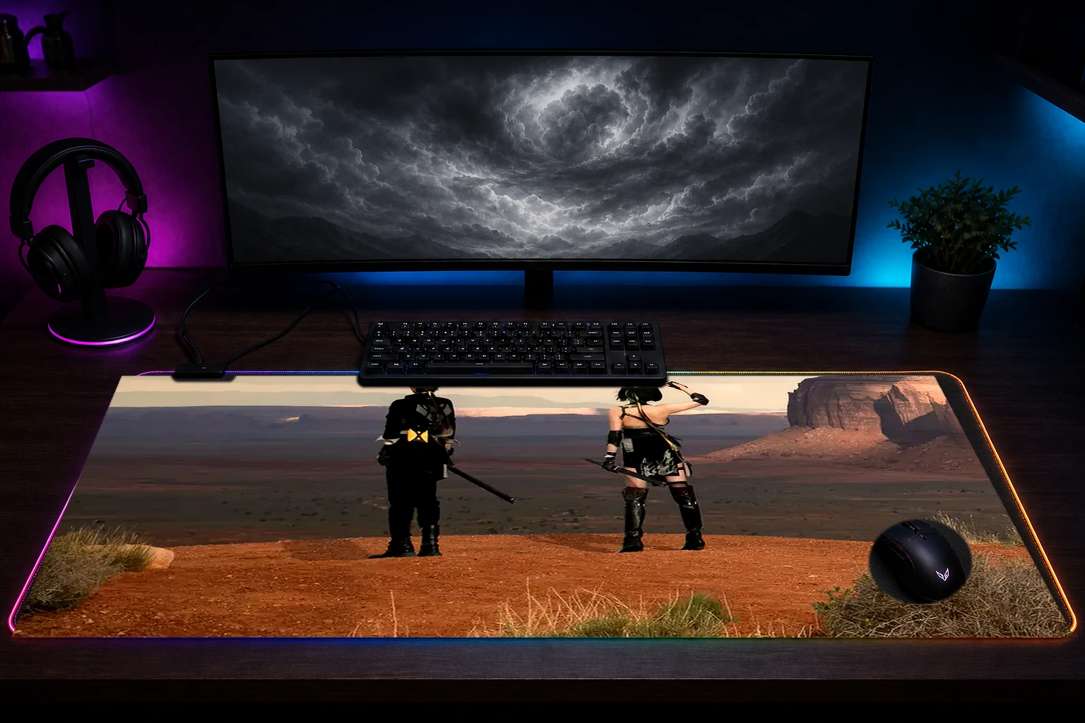 Wuthering Waves Game RGB Desk Mat immersive setup scene