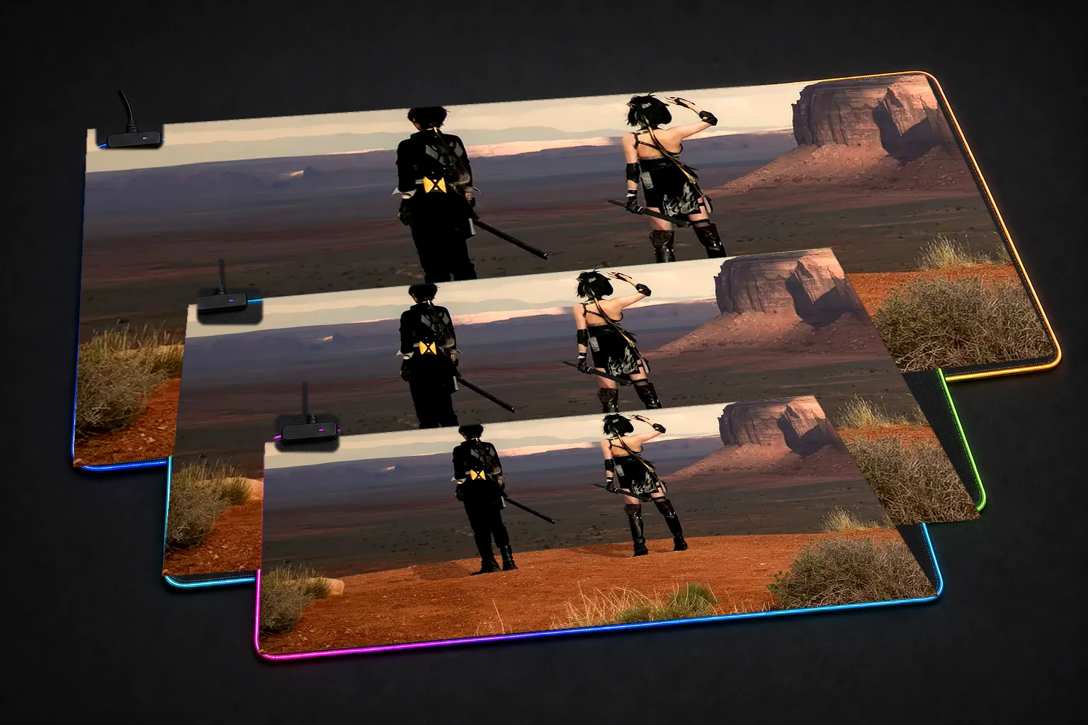 Wuthering Waves Game RGB Desk Mat three-size comparison
