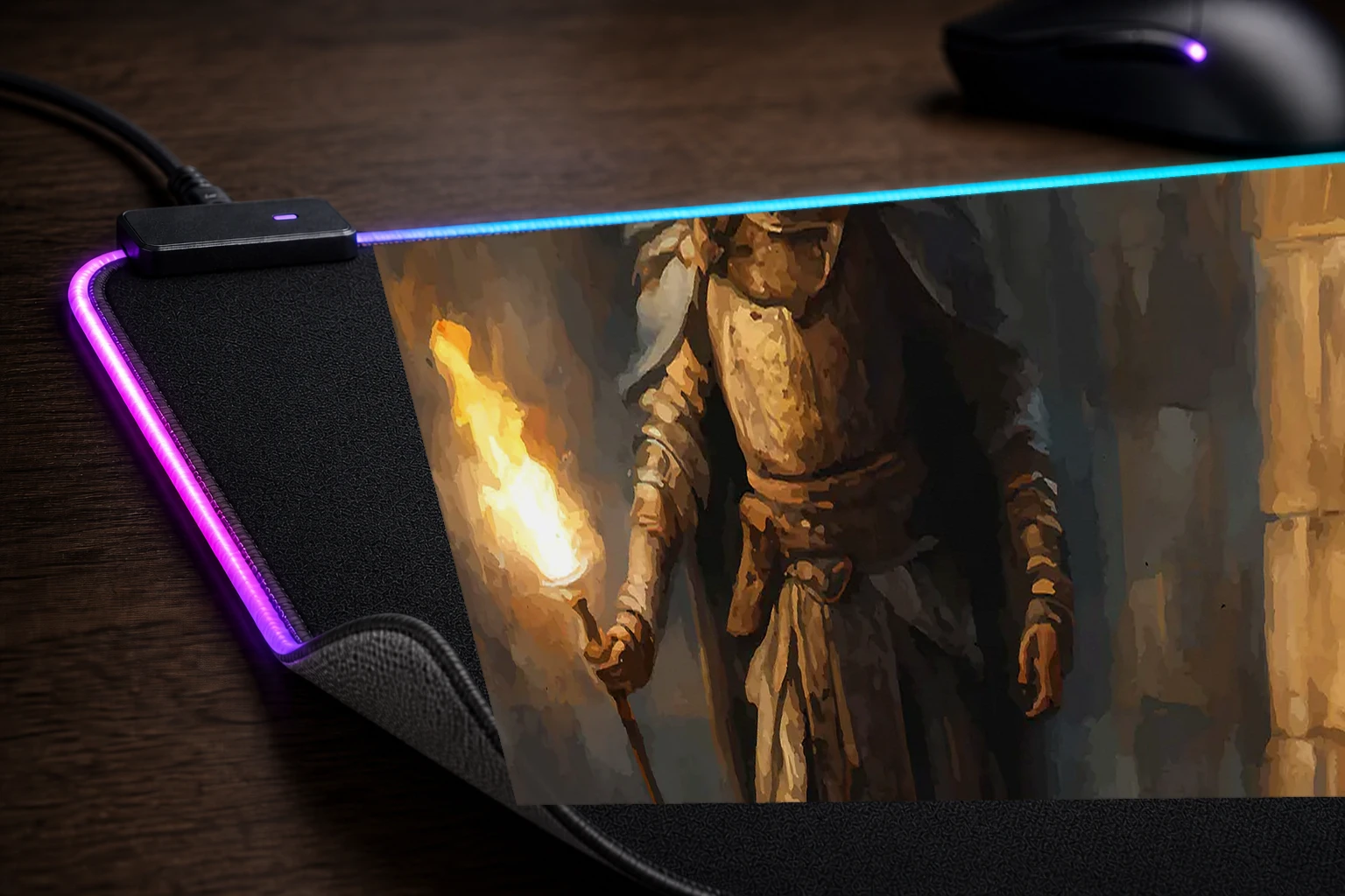 fading faith Game RGB Desk Mat controller and material detail