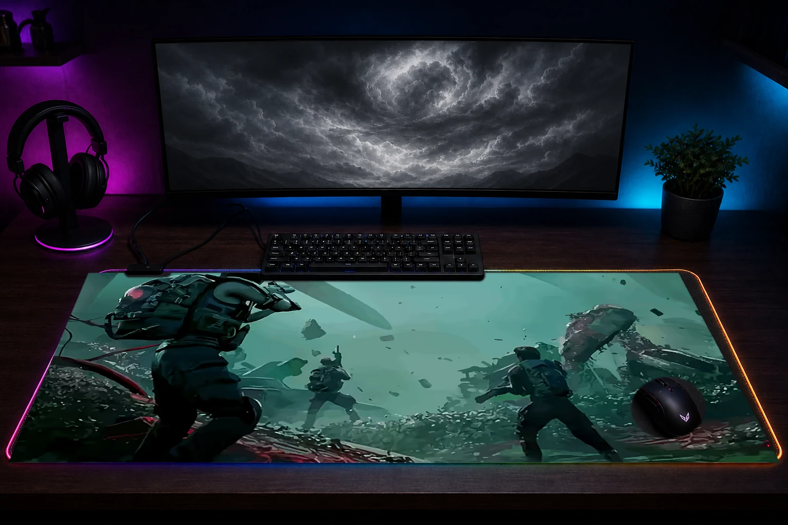 Once Human Game RGB Desk Mat immersive setup scene