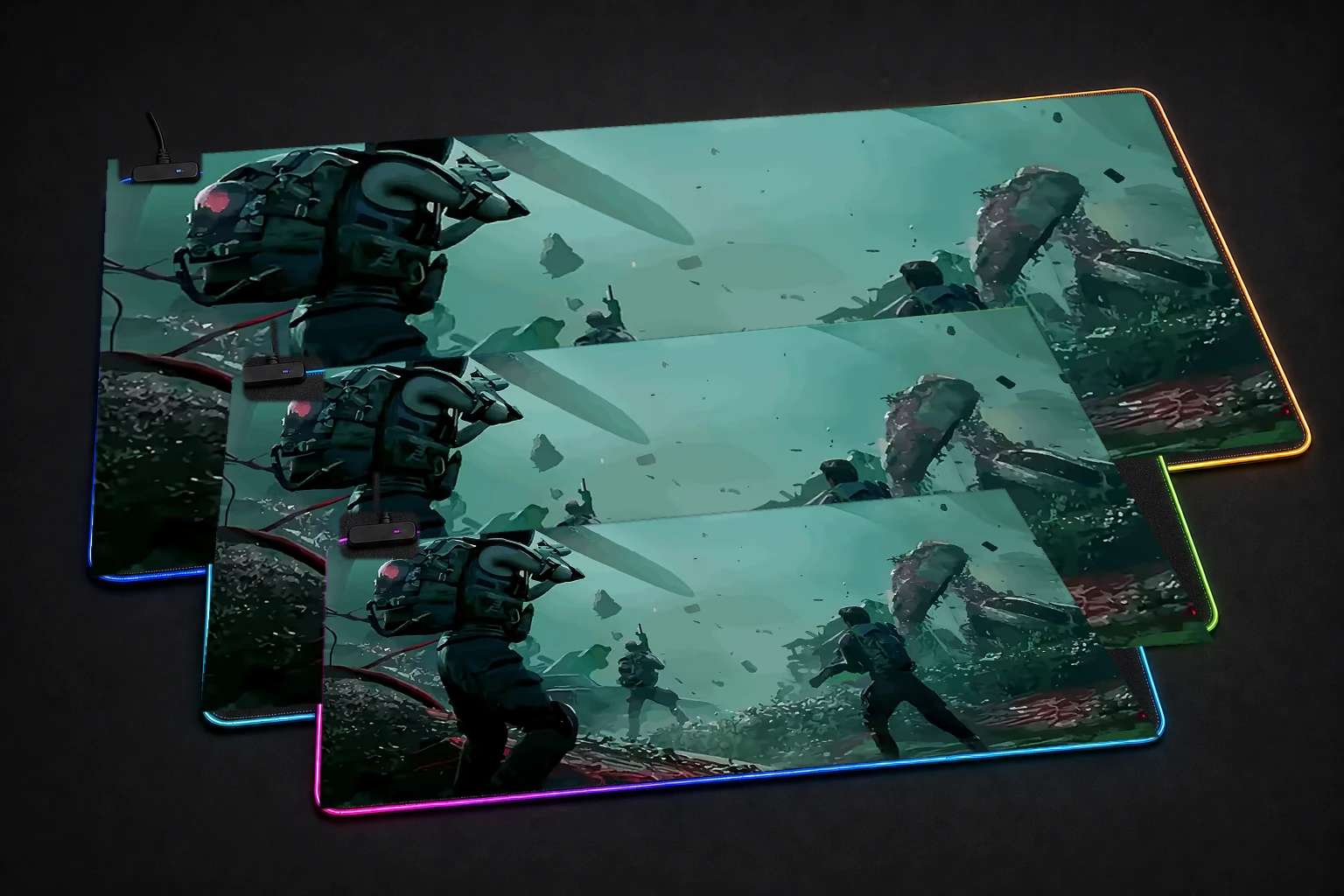 Once Human Game RGB Desk Mat three-size comparison