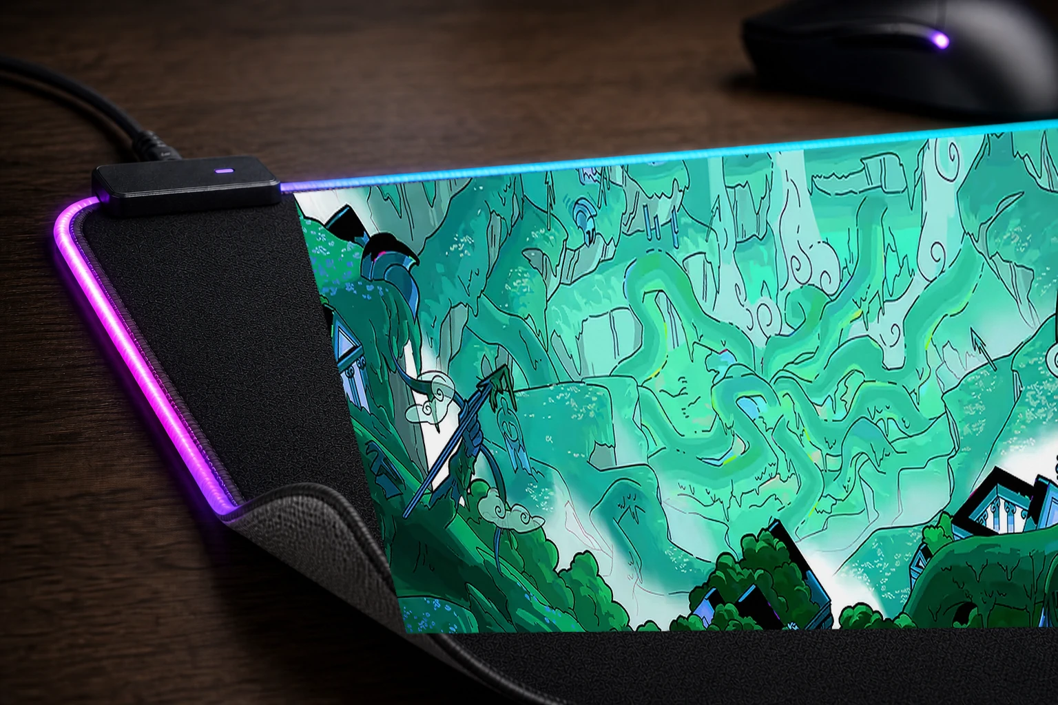 Hades 2 Game RGB Desk Mat controller and material detail