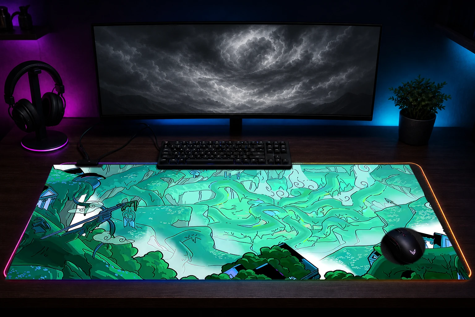 Hades 2 Game RGB Desk Mat immersive setup scene