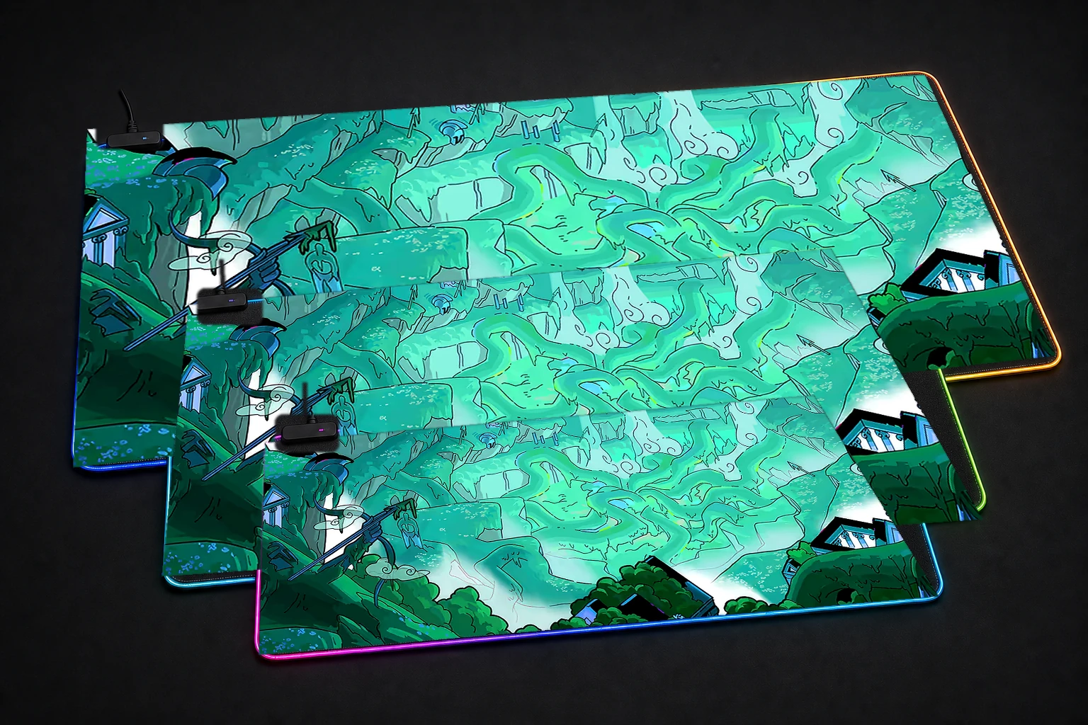 Hades 2 Game RGB Desk Mat three-size comparison