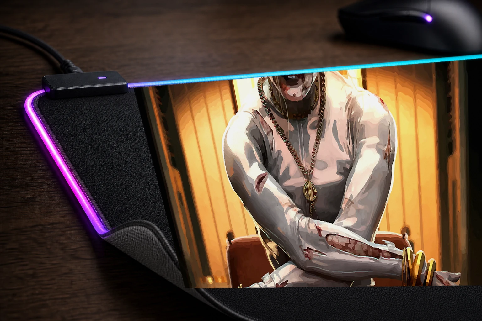 Dead Island 2 Haus Game RGB Desk Mat controller and material detail