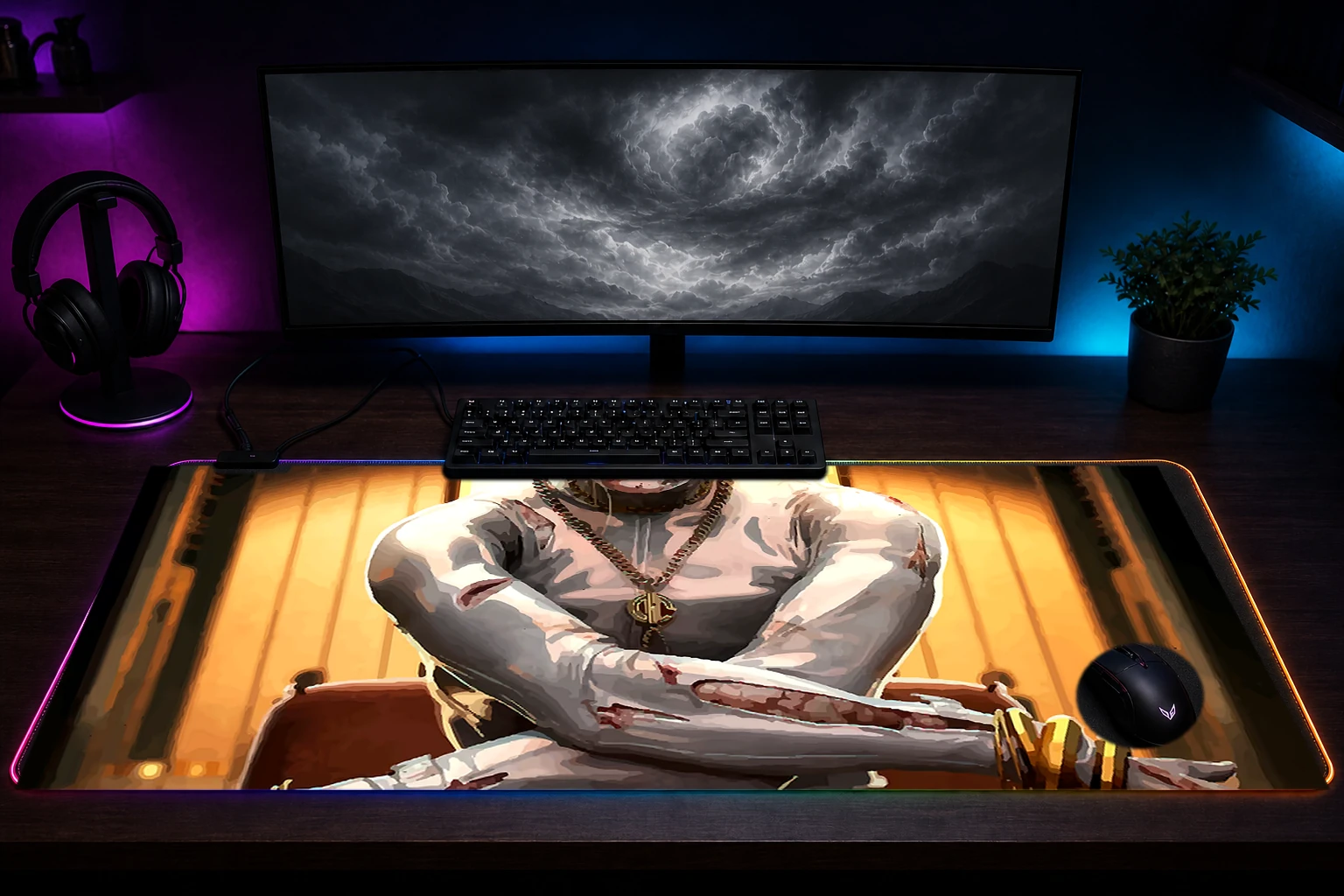 Dead Island 2 Haus Game RGB Desk Mat immersive setup scene