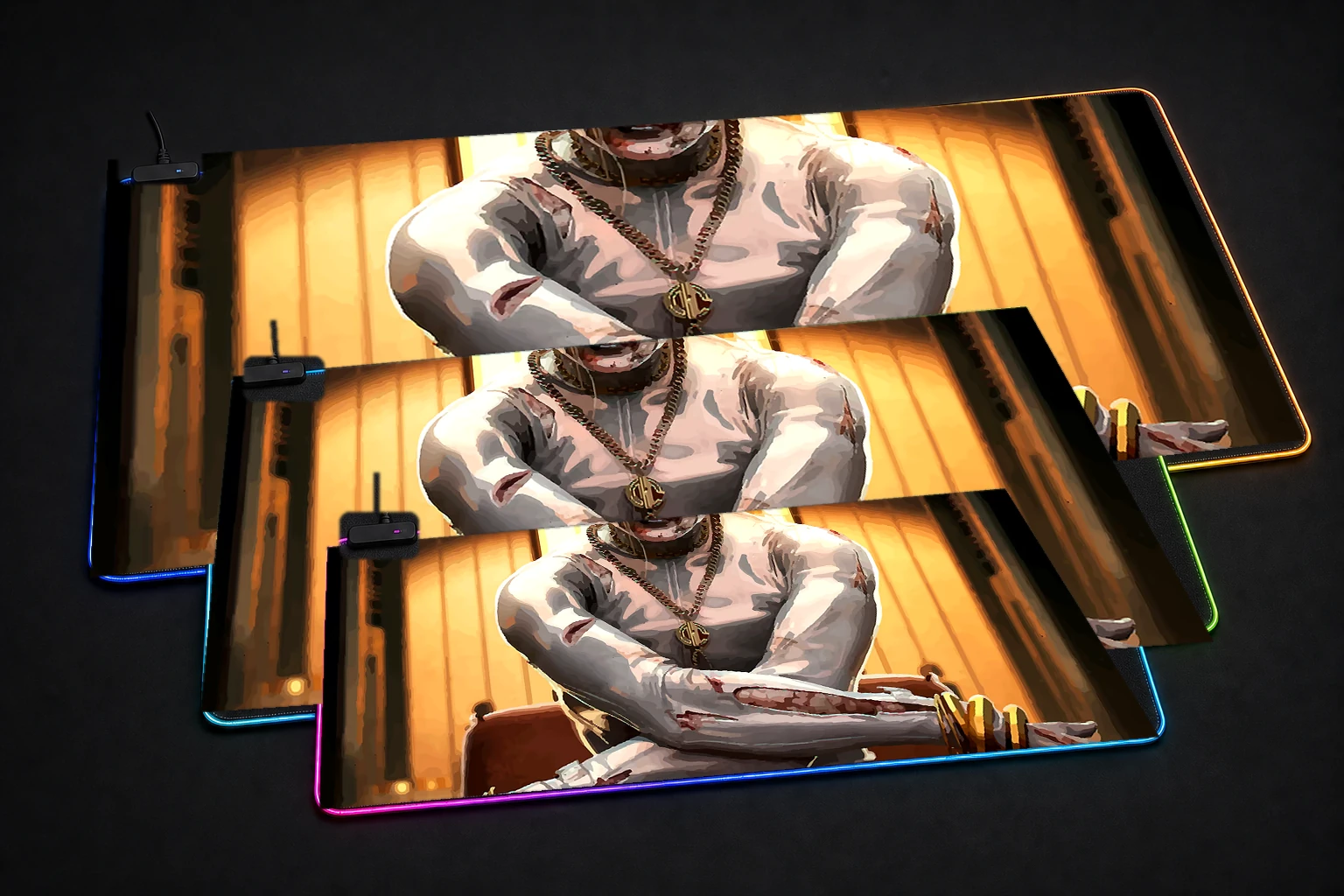 Dead Island 2 Haus Game RGB Desk Mat three-size comparison