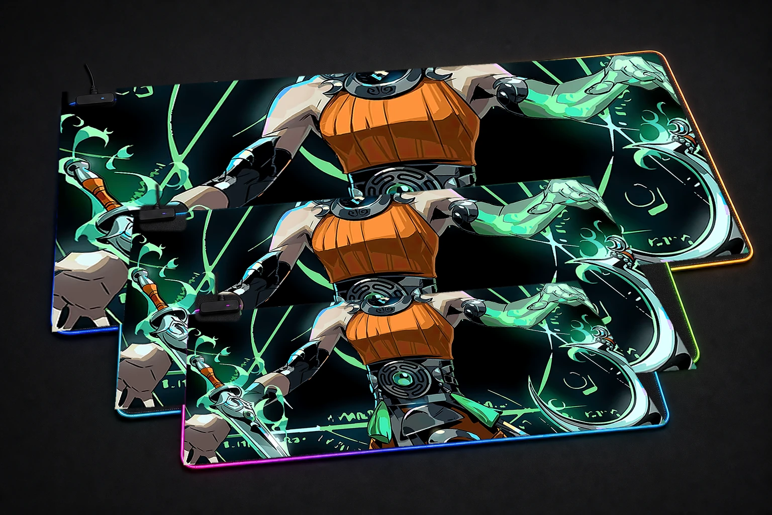 Hades RGB Desk Mat three-size comparison