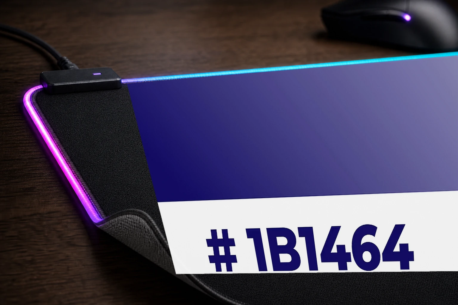 Colorfull Gradient Purple RGB Desk Mat controller and material detail