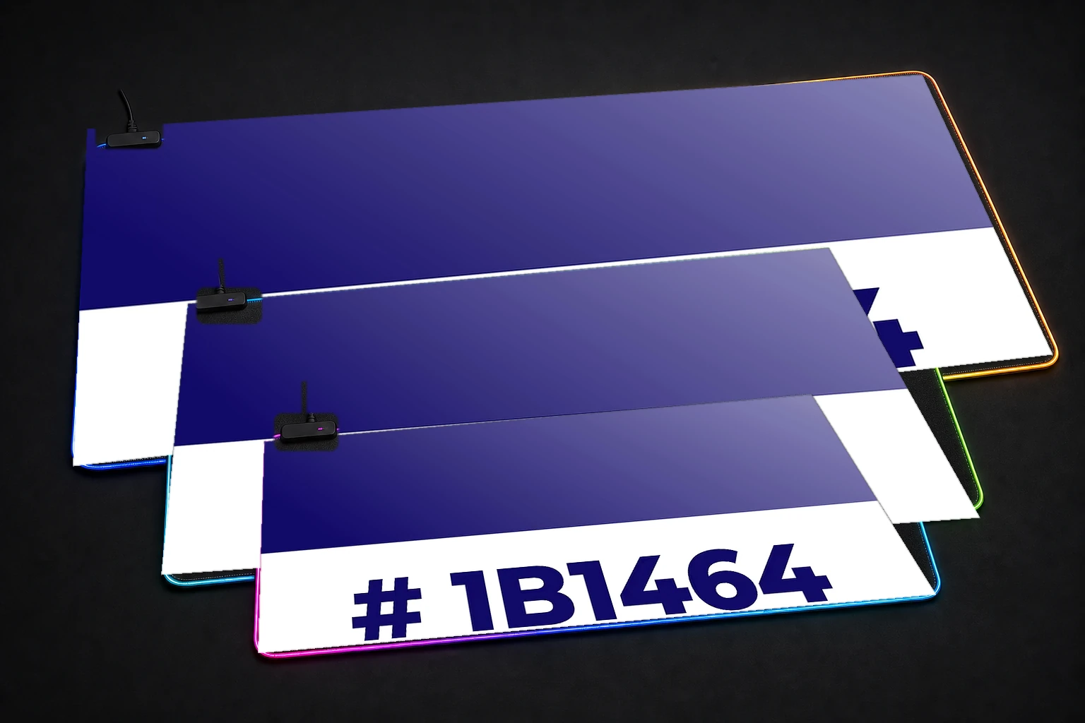 Colorfull Gradient Purple RGB Desk Mat three-size comparison