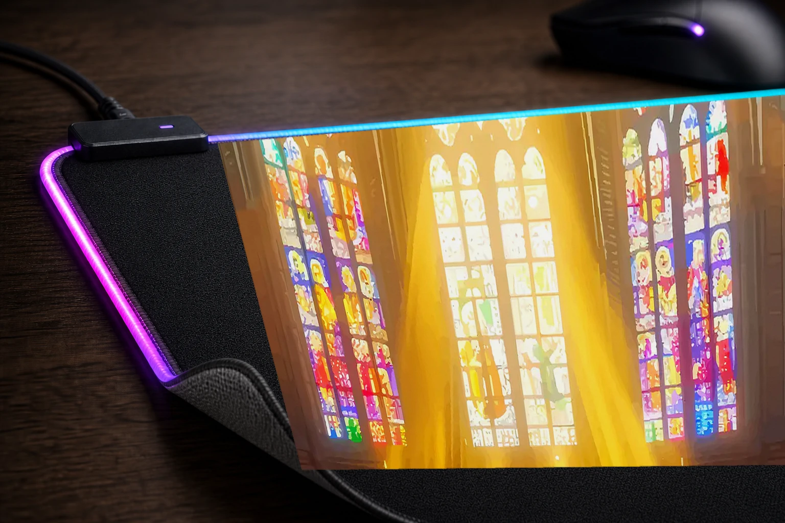 Religion RGB Desk Mat controller and material detail