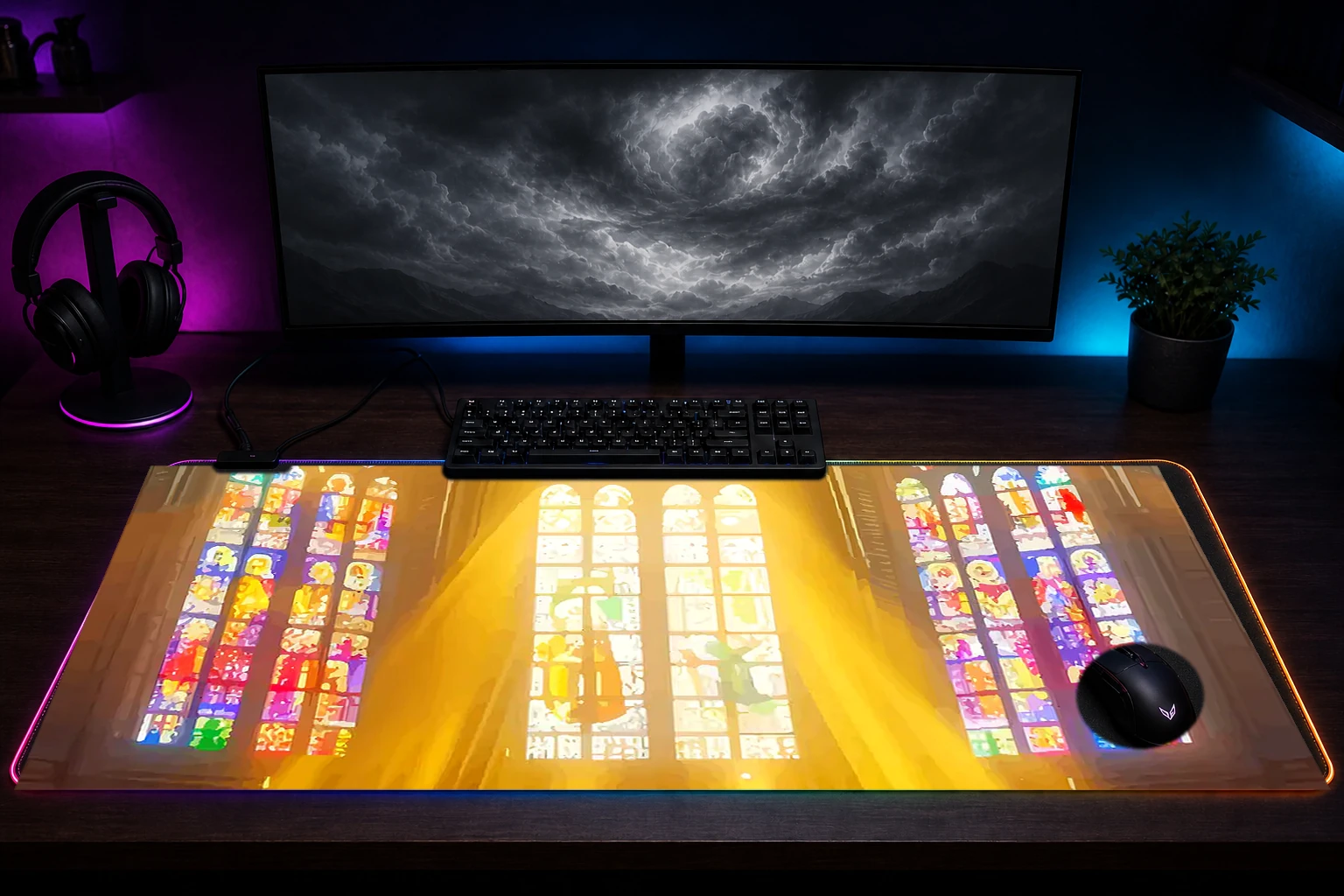 Religion RGB Desk Mat immersive setup scene