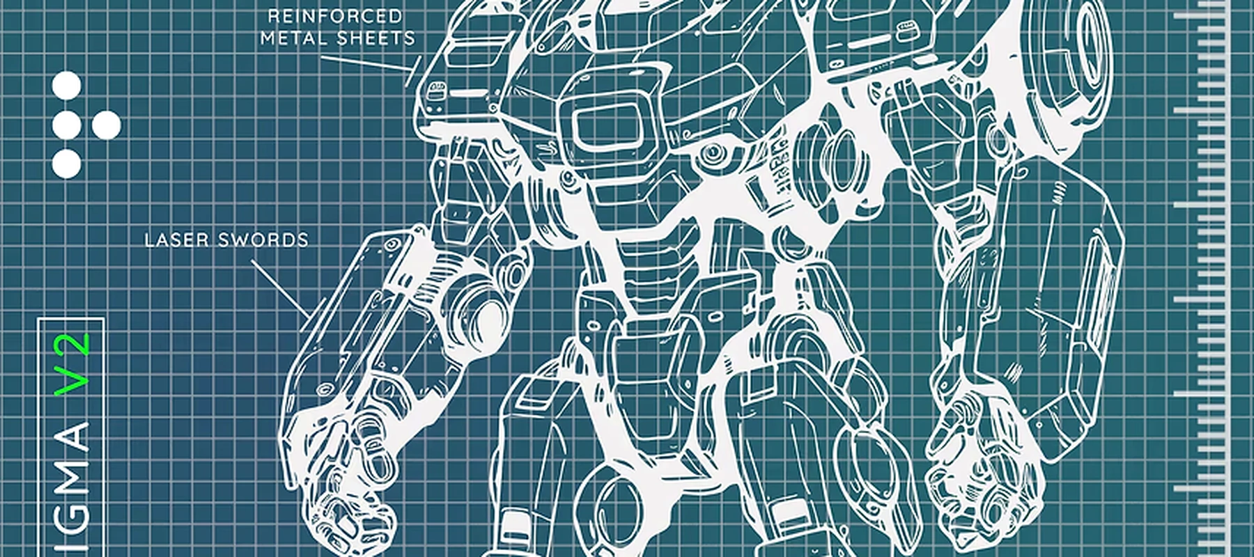atlas v2 mecha robot RGB Desk Mat full-width design preview