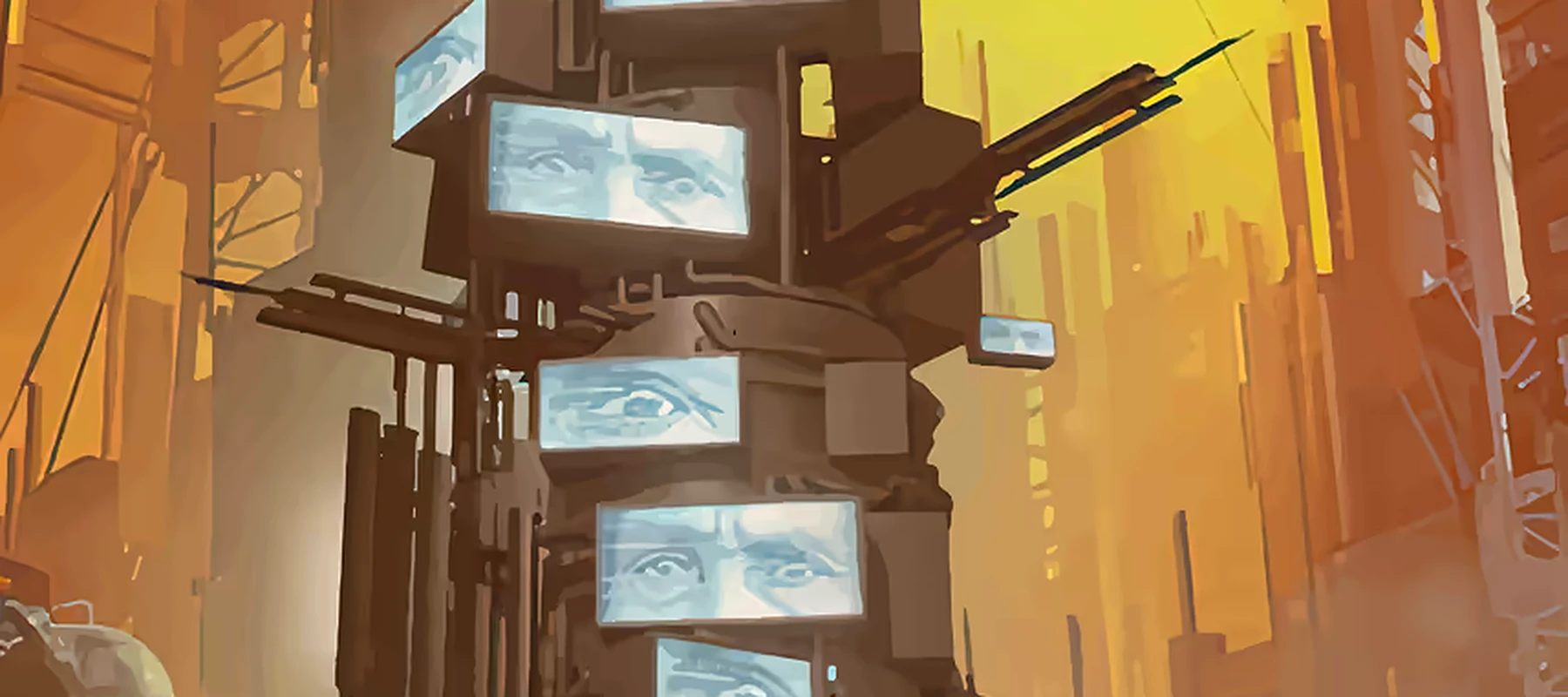 Dystopian City RGB Desk Mat full-width design preview