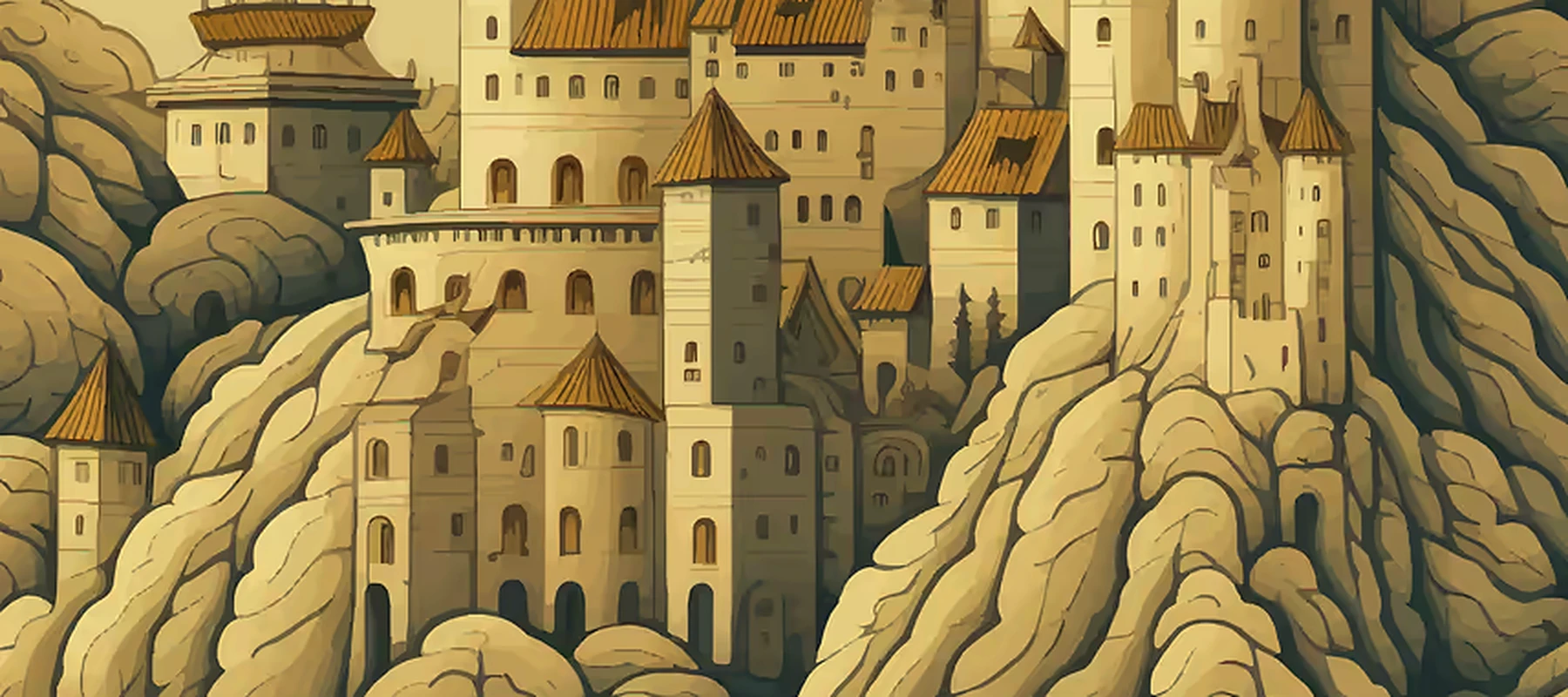 Enchanted Medieval Castle RGB Desk Mat full-width design preview