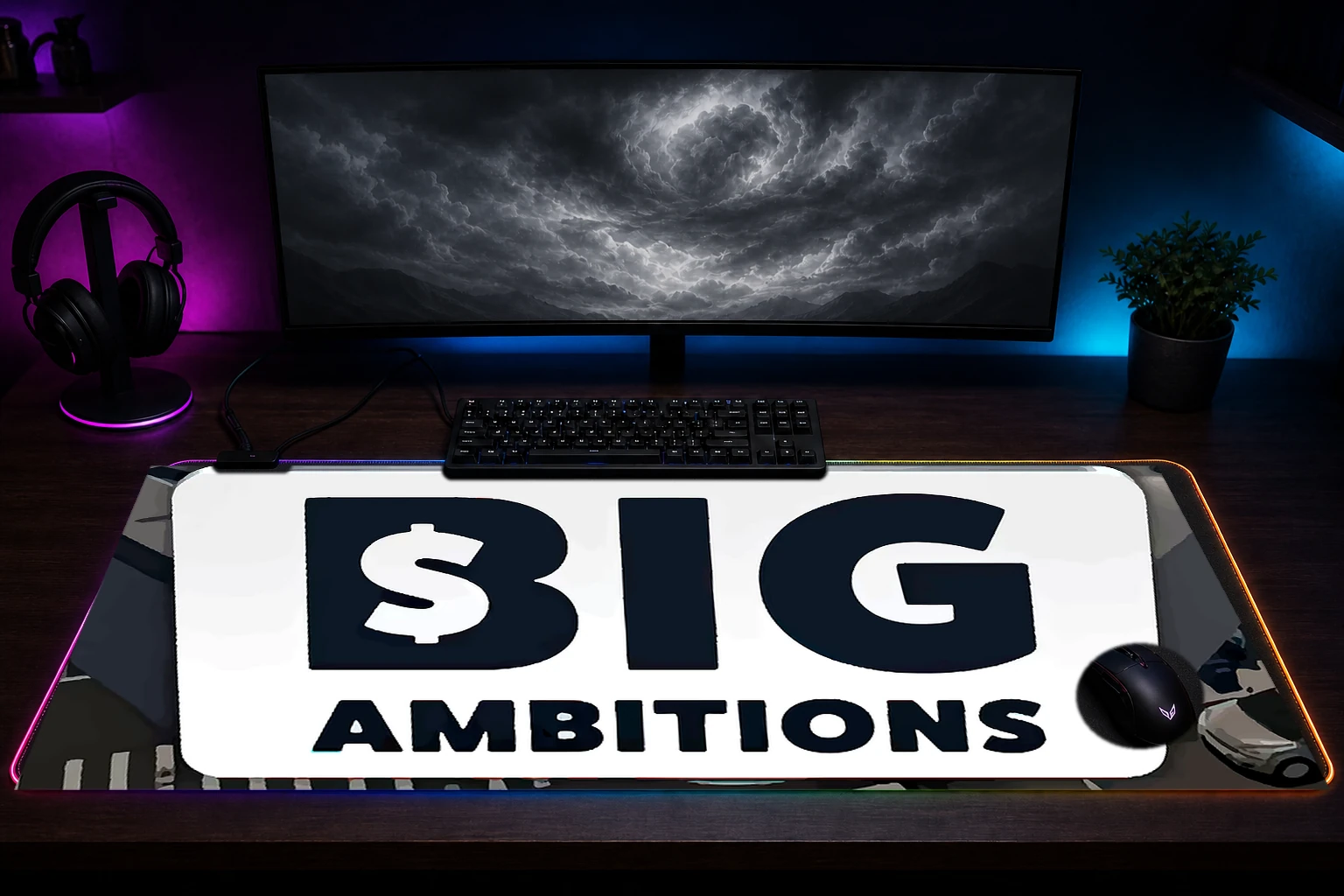Big Ambitions Game RGB Desk Mat immersive setup scene