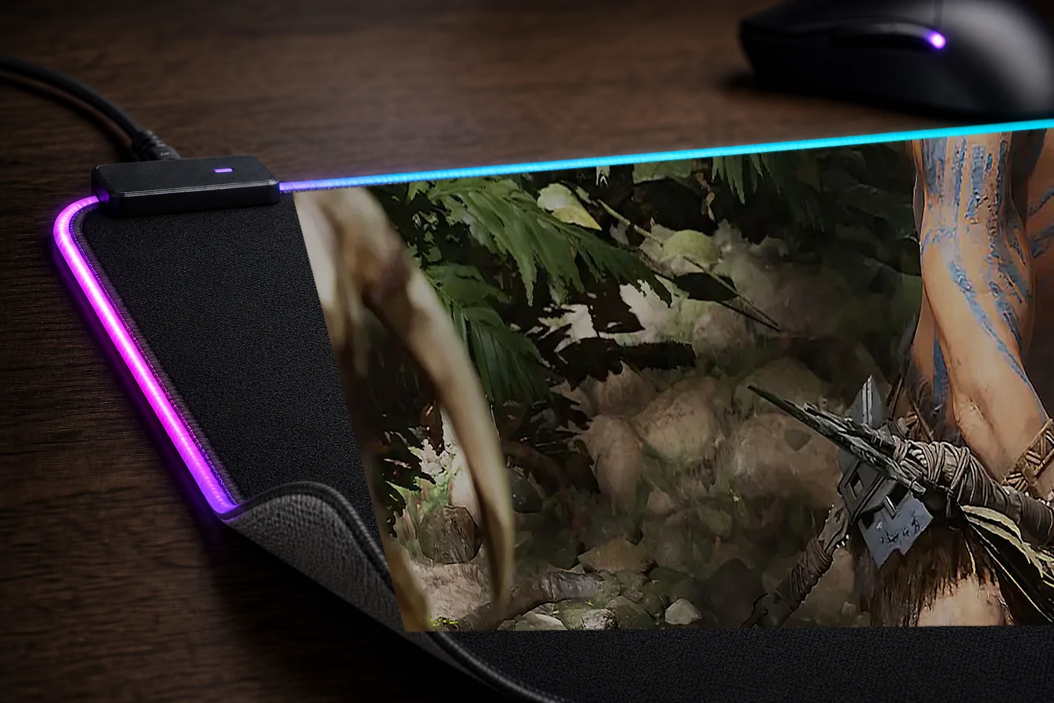 Ark 2 Game RGB Desk Mat controller and material detail