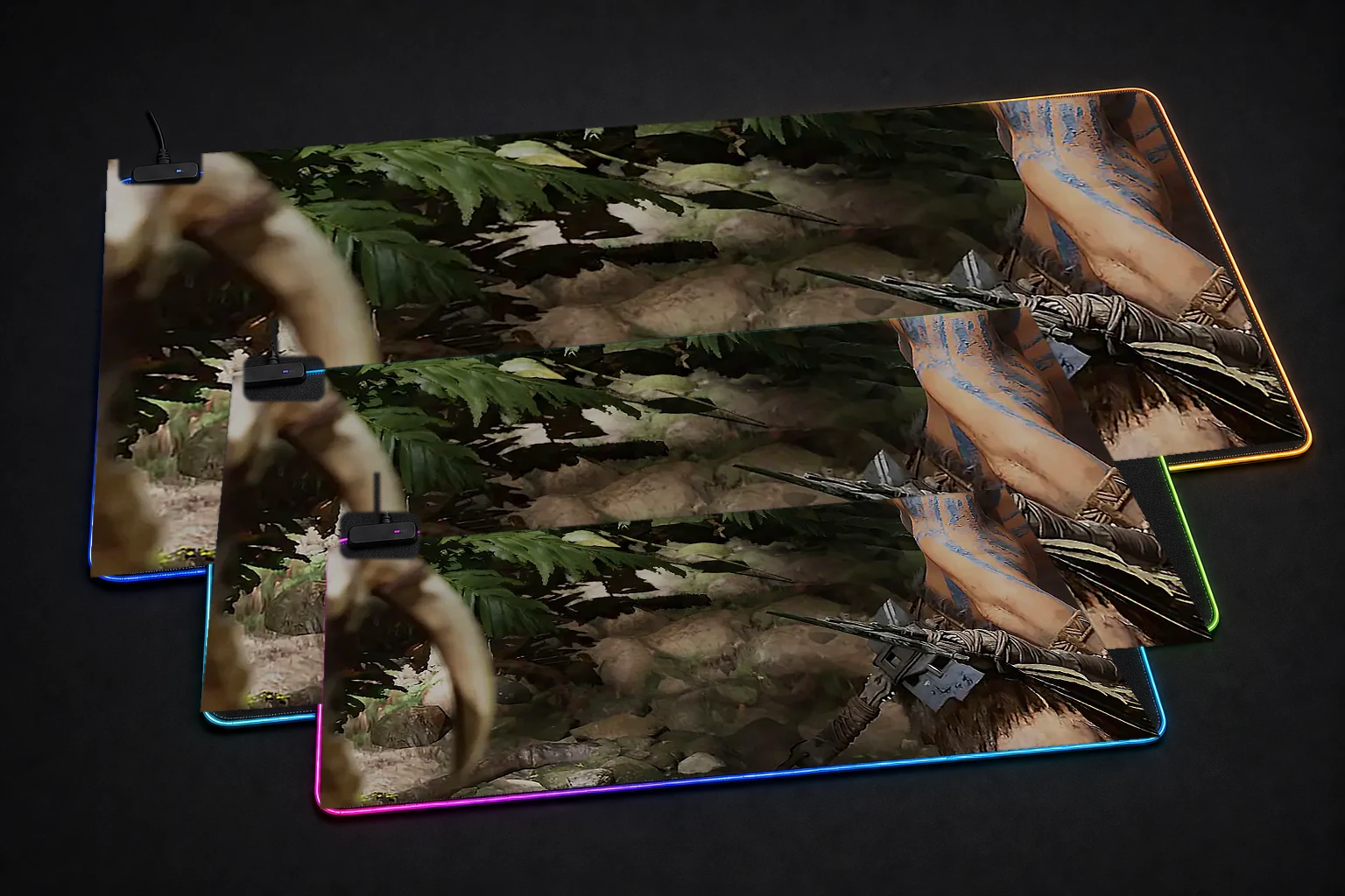 Ark 2 Game RGB Desk Mat three-size comparison