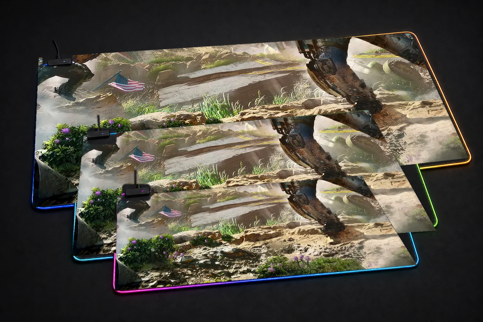Exoborne Game RGB Desk Mat three-size comparison