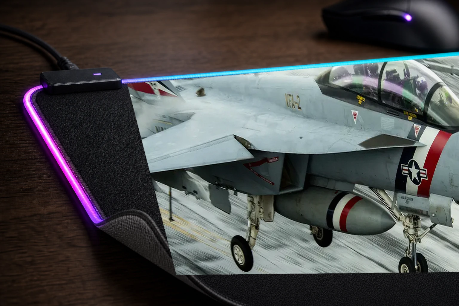 FA-18F Super Hornet RGB Desk Mat controller and material detail