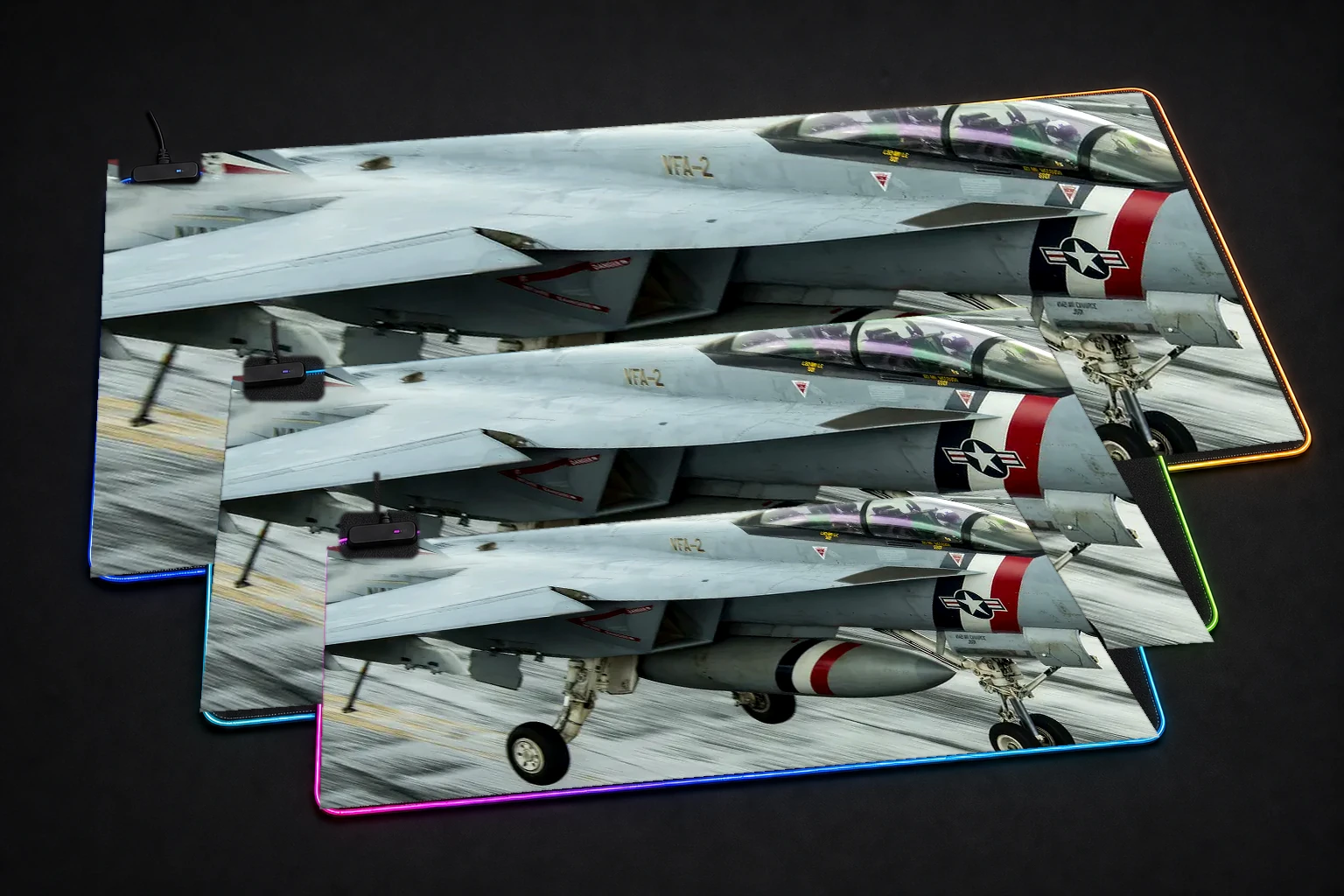 FA-18F Super Hornet RGB Desk Mat three-size comparison