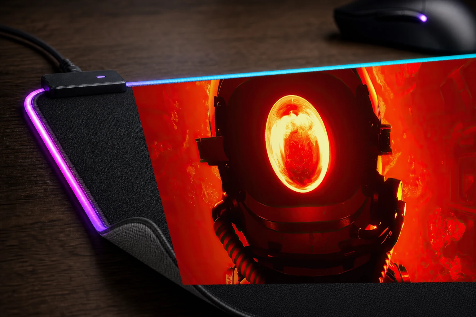 red matter RGB Desk Mat controller and material detail