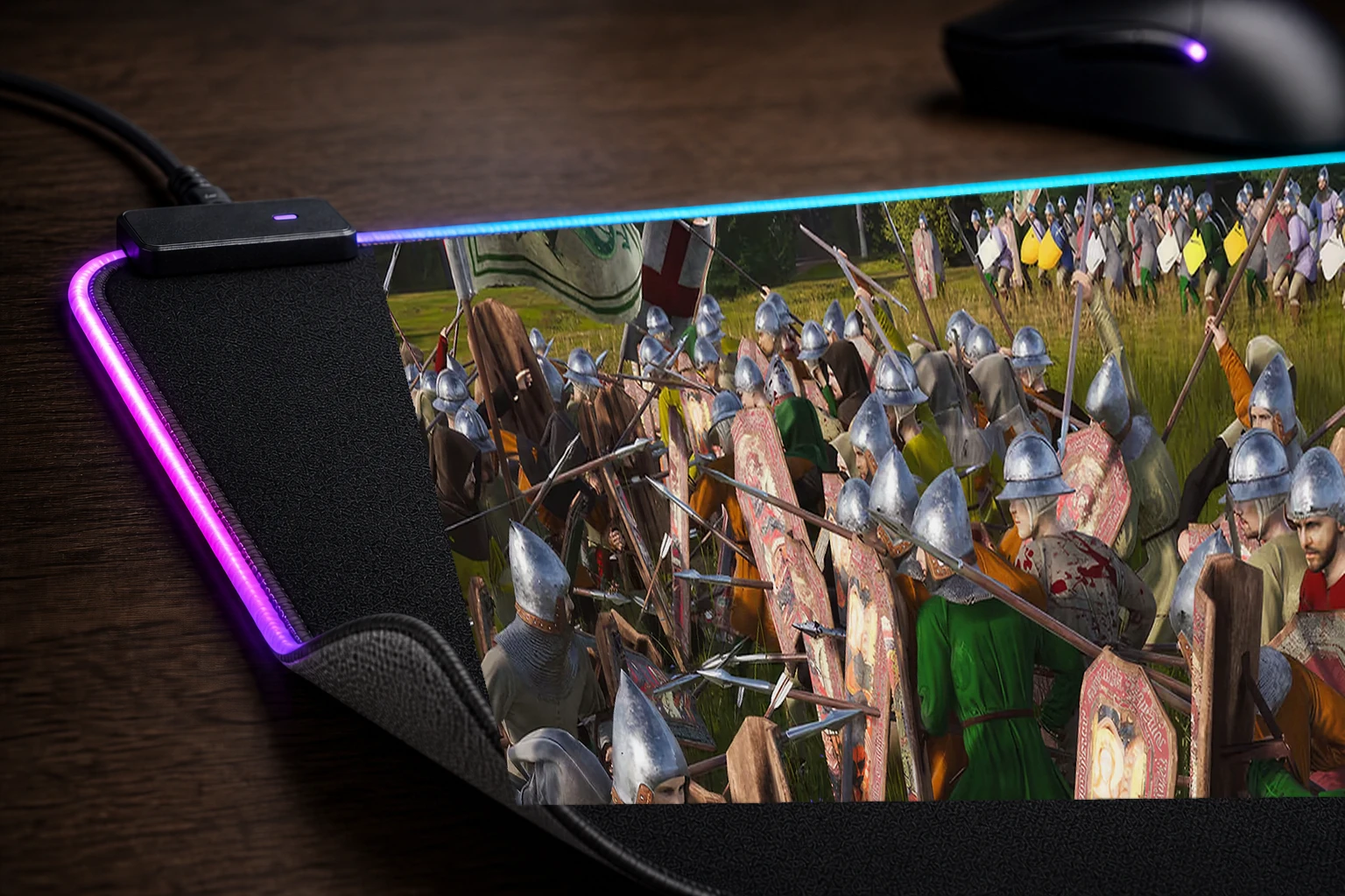 Manor Lords Game RGB Desk Mat controller and material detail