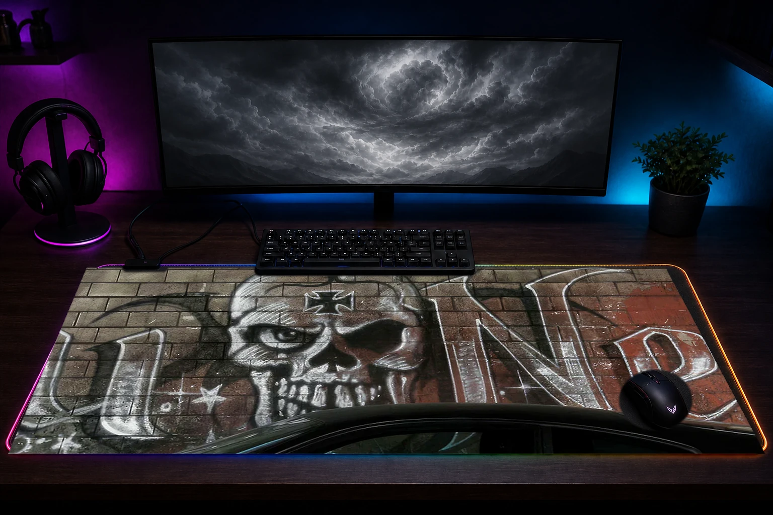 Ferrari F430 RGB Desk Mat immersive setup scene