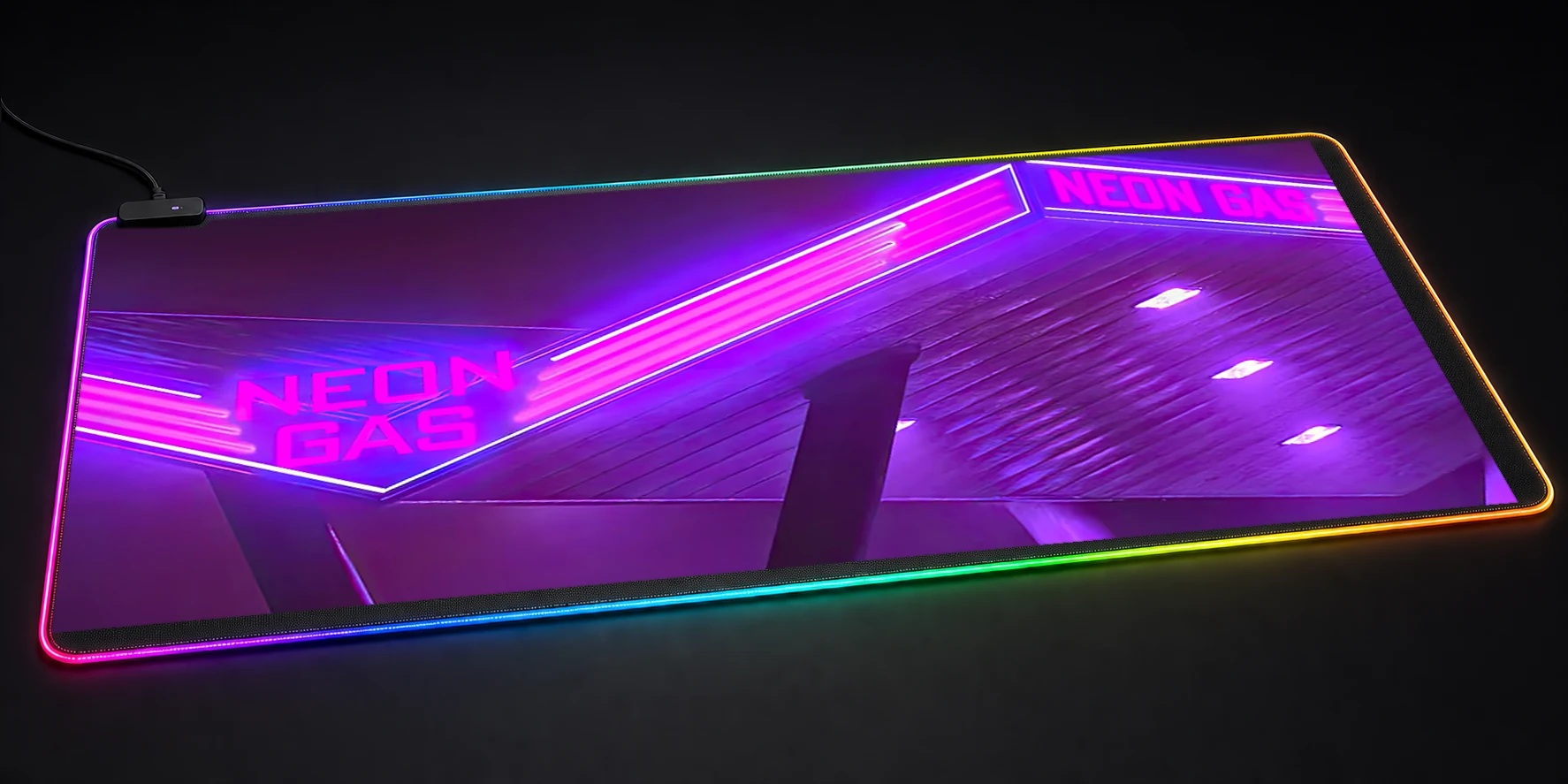 Neon Gas Station Dodge RGB Desk Mat RGB desk mat