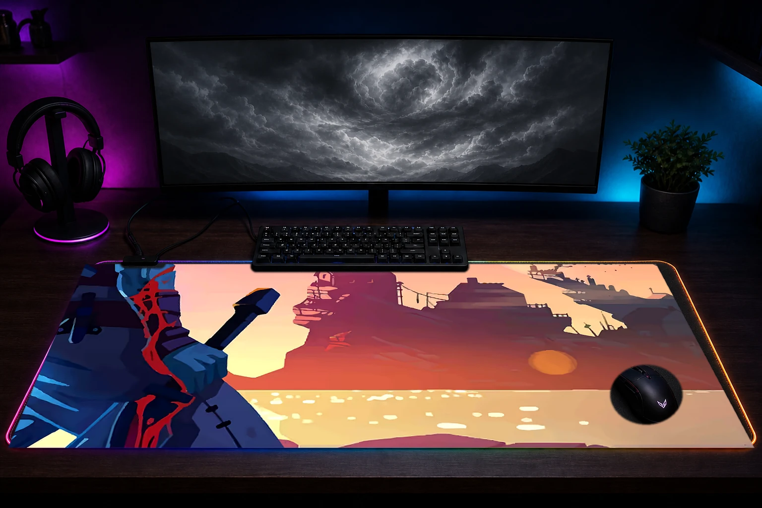 Dead Cells RGB Desk Mat immersive setup scene