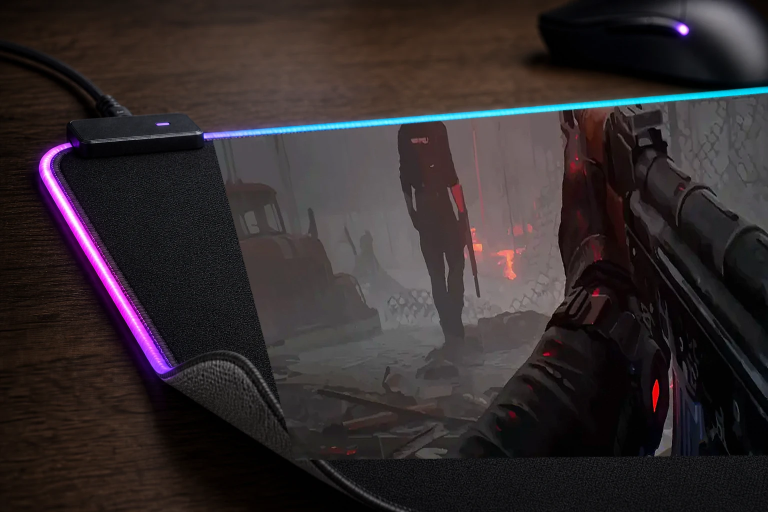 Phantom Line RGB Desk Mat controller and material detail
