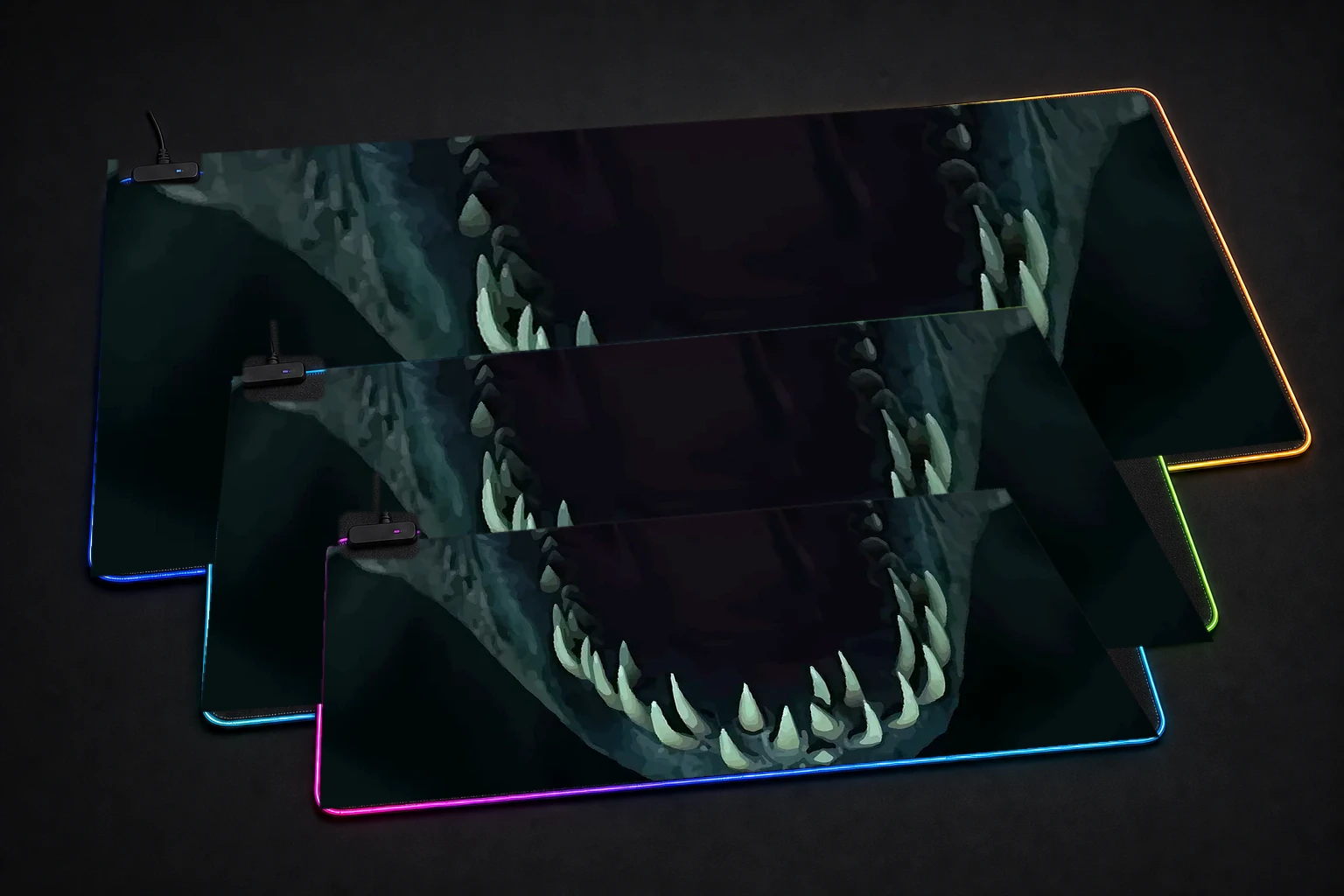 Dead By Daylight RGB Desk Mat three-size comparison