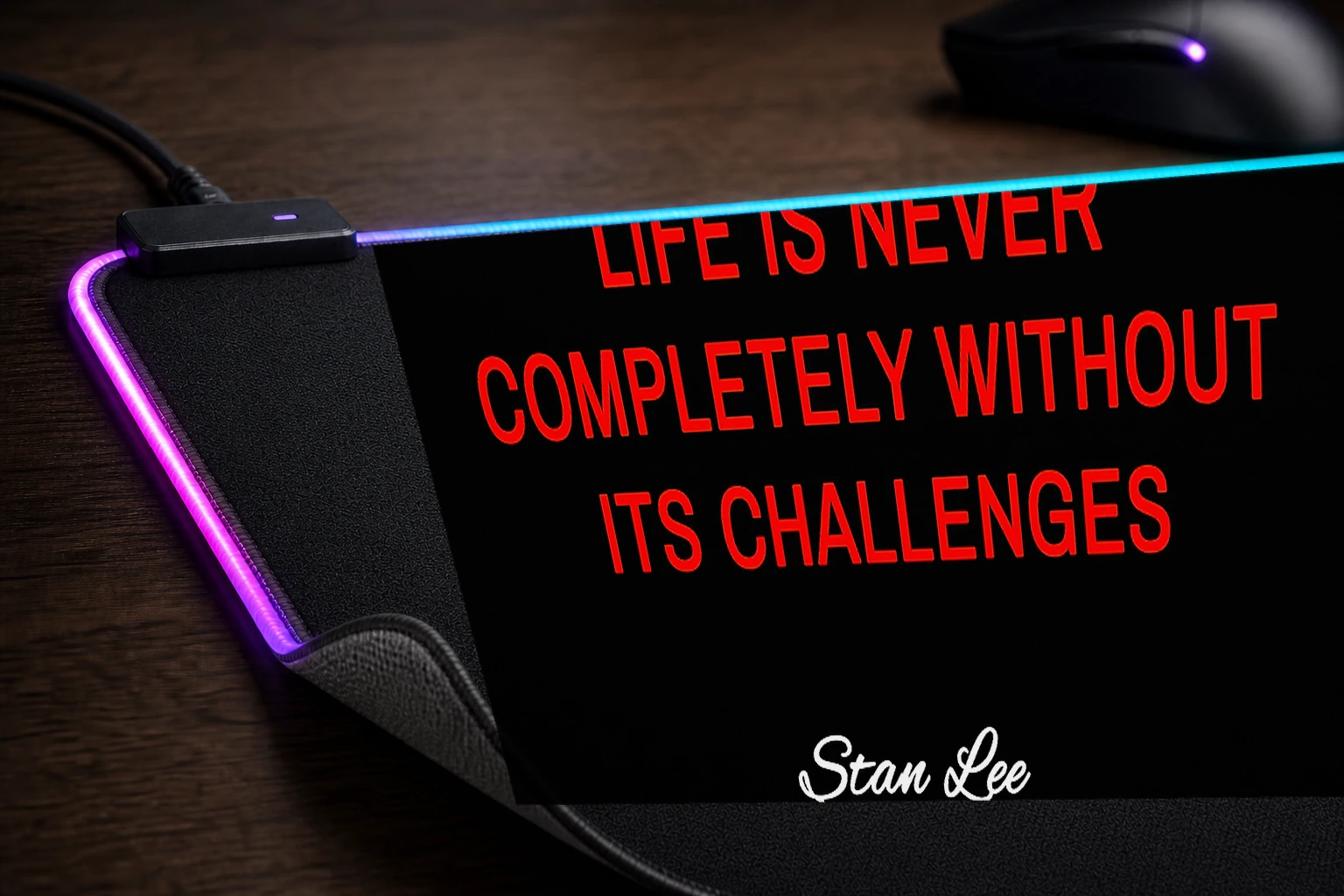 stan lee quotes RGB Desk Mat controller and material detail