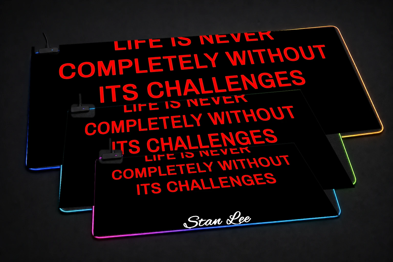stan lee quotes RGB Desk Mat three-size comparison