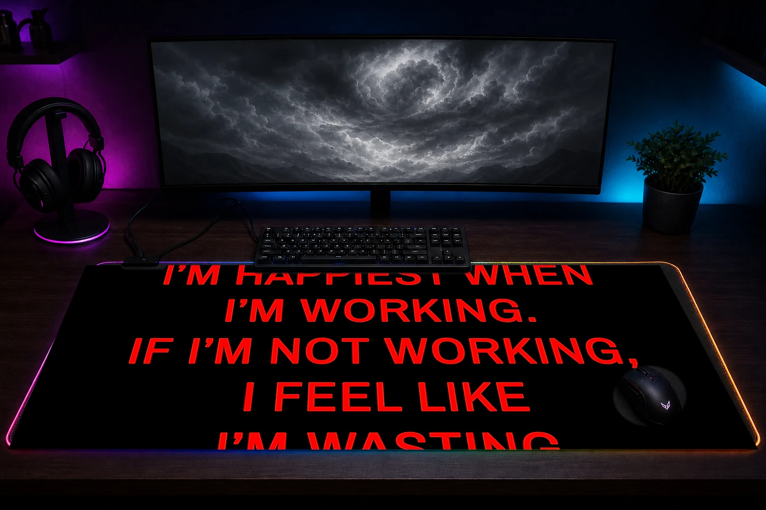 stan lee quotes RGB Desk Mat immersive setup scene